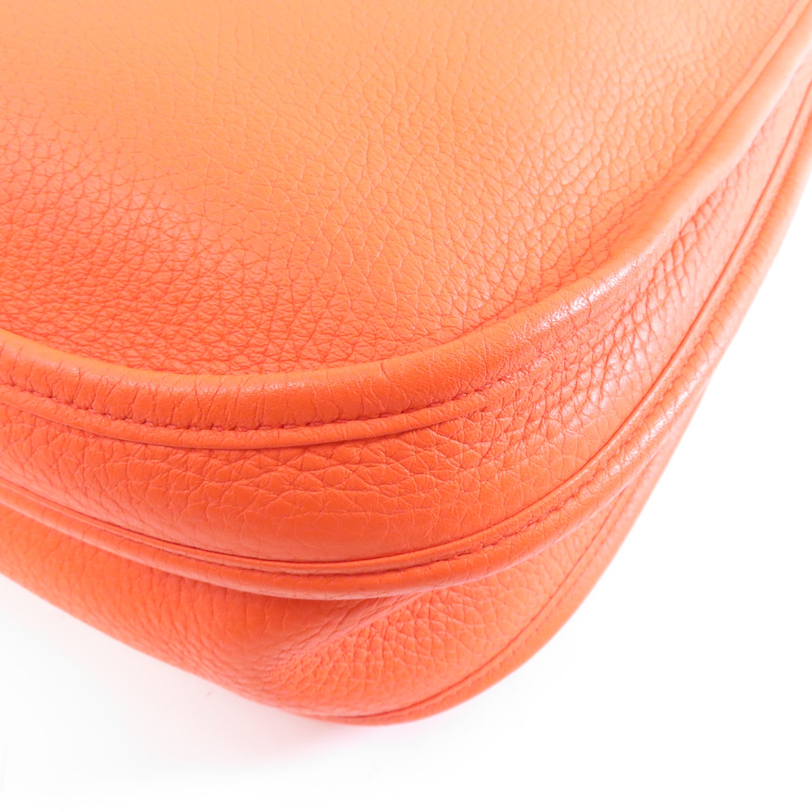 HERMES Clemence皮革Evelyne GM銀扣肩背袋Orange橙色