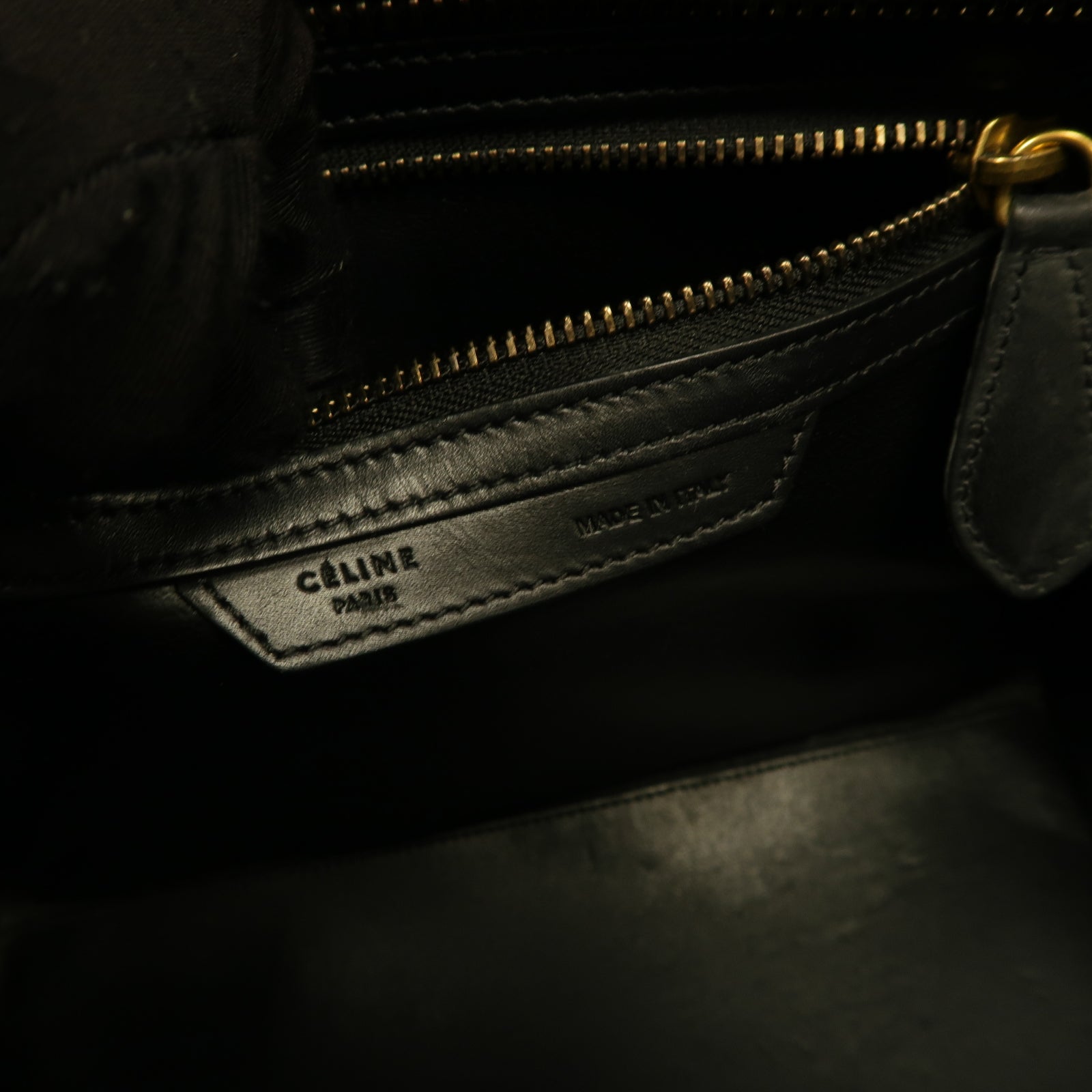 CELINE 牛皮皮革Mirco Luggage金扣手挽袋米色/黑色/藍色