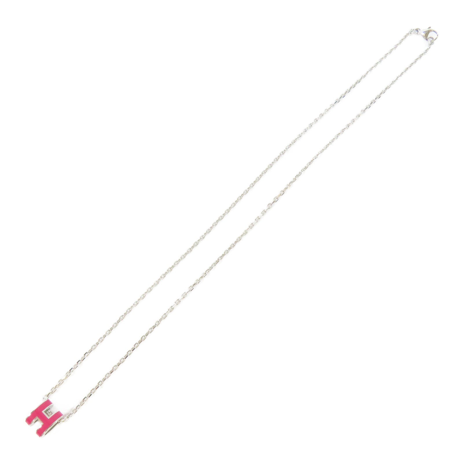 HERMES 【激減優惠】金屬Pop H Necklace項鍊紅色/銀色#40cm