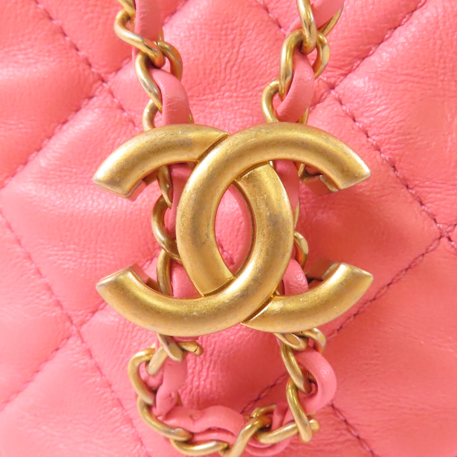 CHANEL 【激減優惠】羊皮皮革Chain Shoulder 金扣鏈帶肩背袋