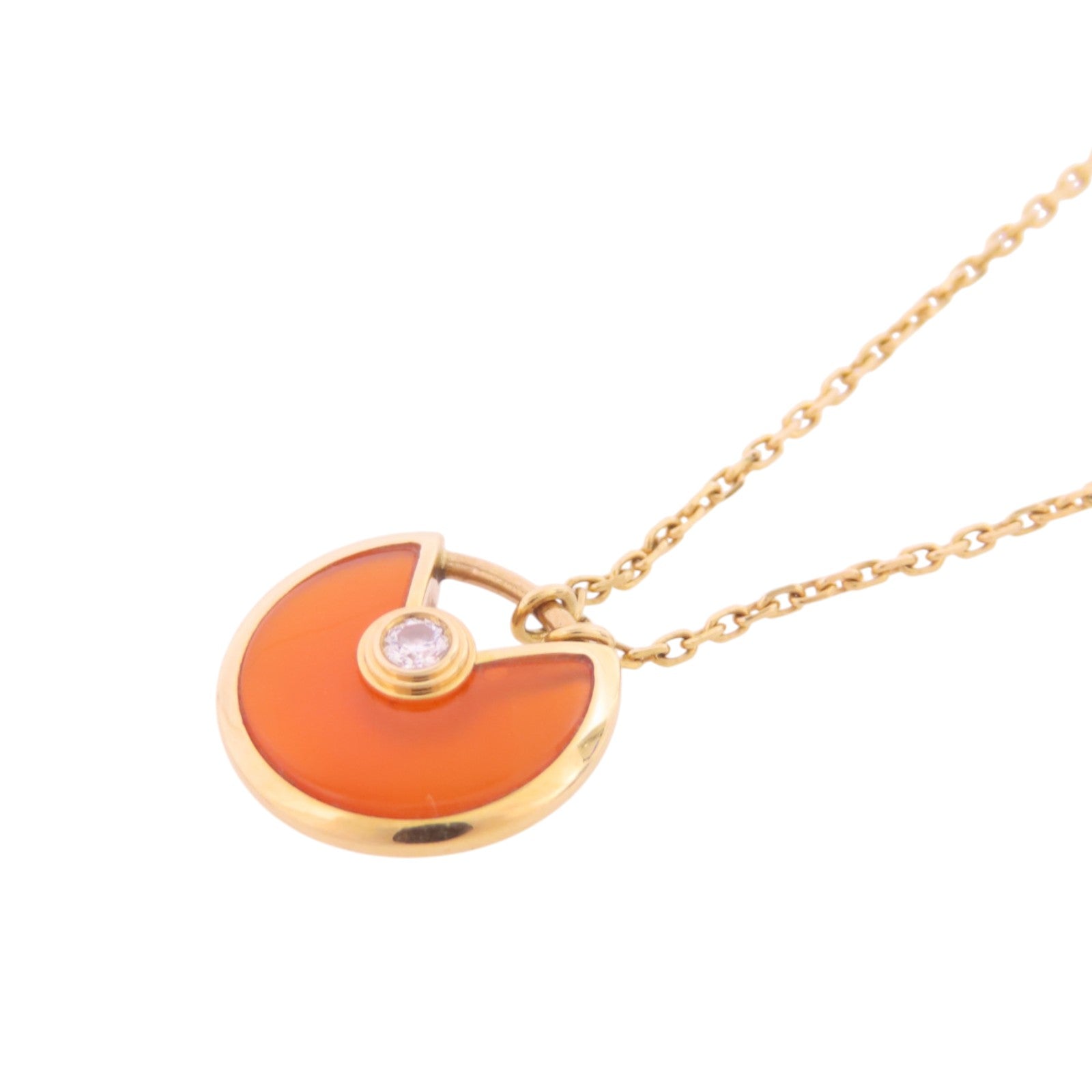 CARTIER 18K玫瑰金/紅玉髓/鑽石Amulette De Cartier Carnelian Diamond Nacklace項鏈
