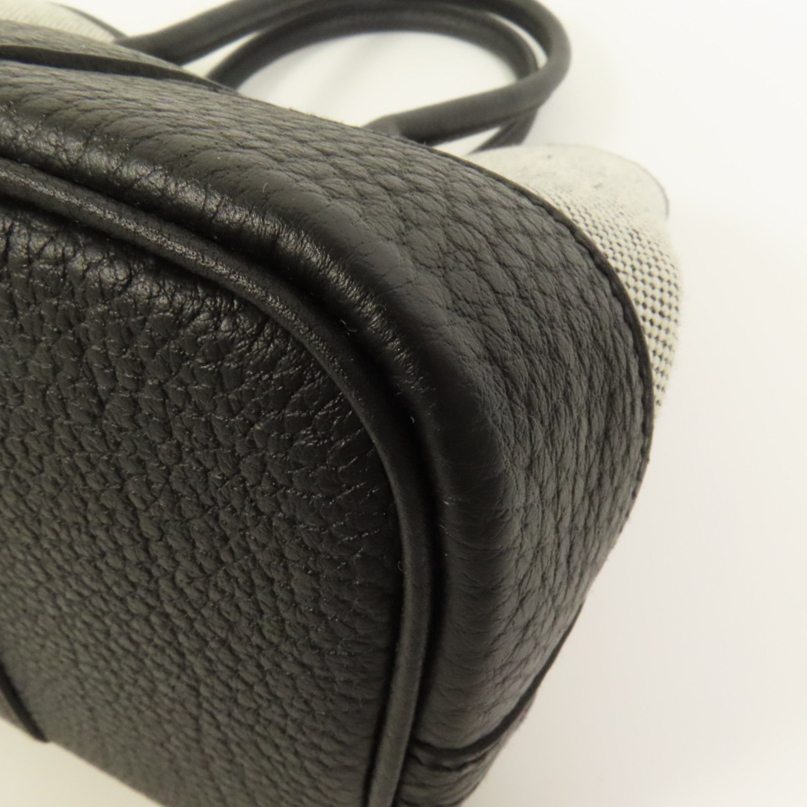 HERMES 帆布/Negonda皮革Garden Party 23銀扣手挽袋Noir
