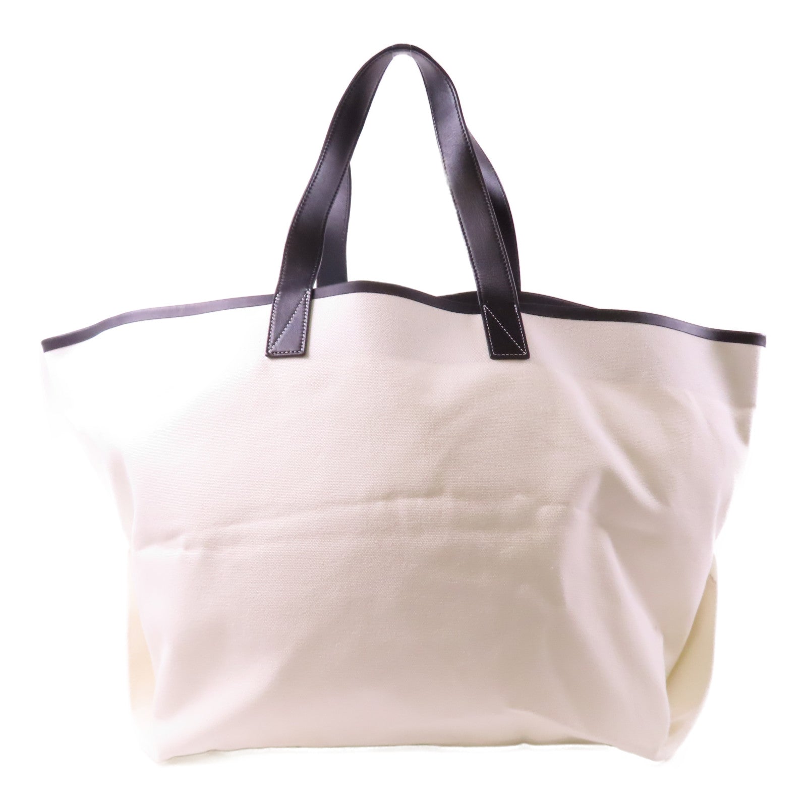 CELINE 帆布Large Tote銀扣肩背袋白色/黑色
