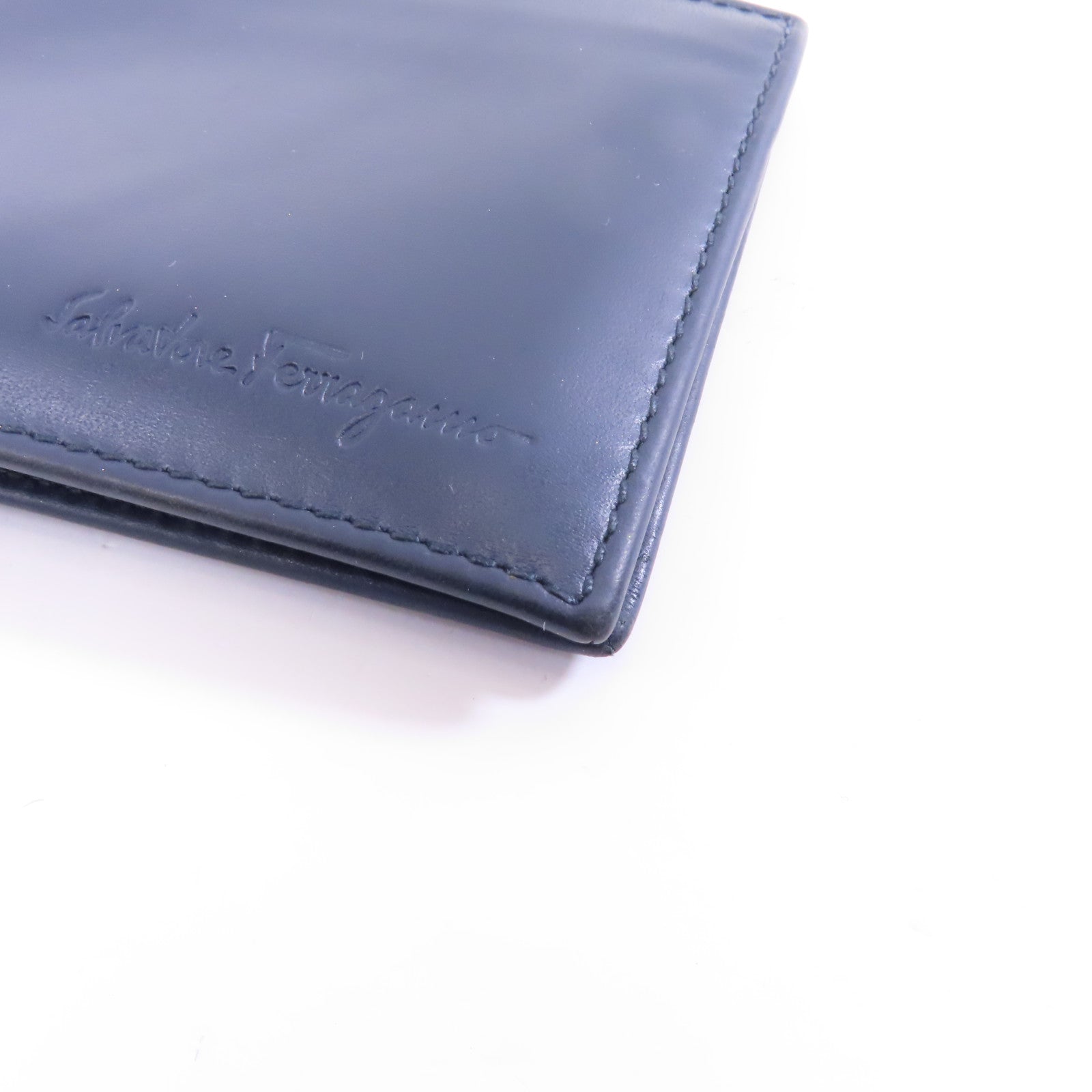 Salvatore Ferragamo 【激減優惠】牛皮皮革Wallet錢包藍色