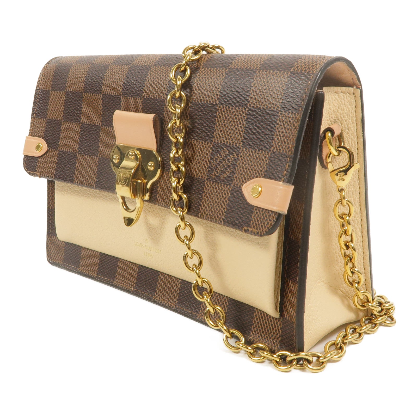 LOUIS VUITTON Damier Vavin Chain Wallet金扣鏈帶肩背袋