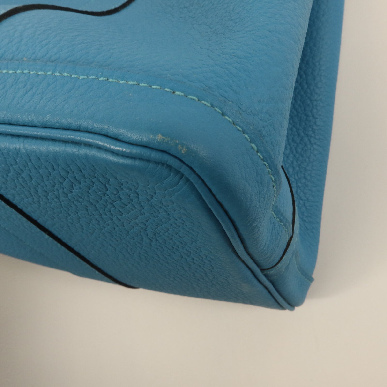 HERMES Negonda皮革Garden Party TPM手挽袋Turquoise