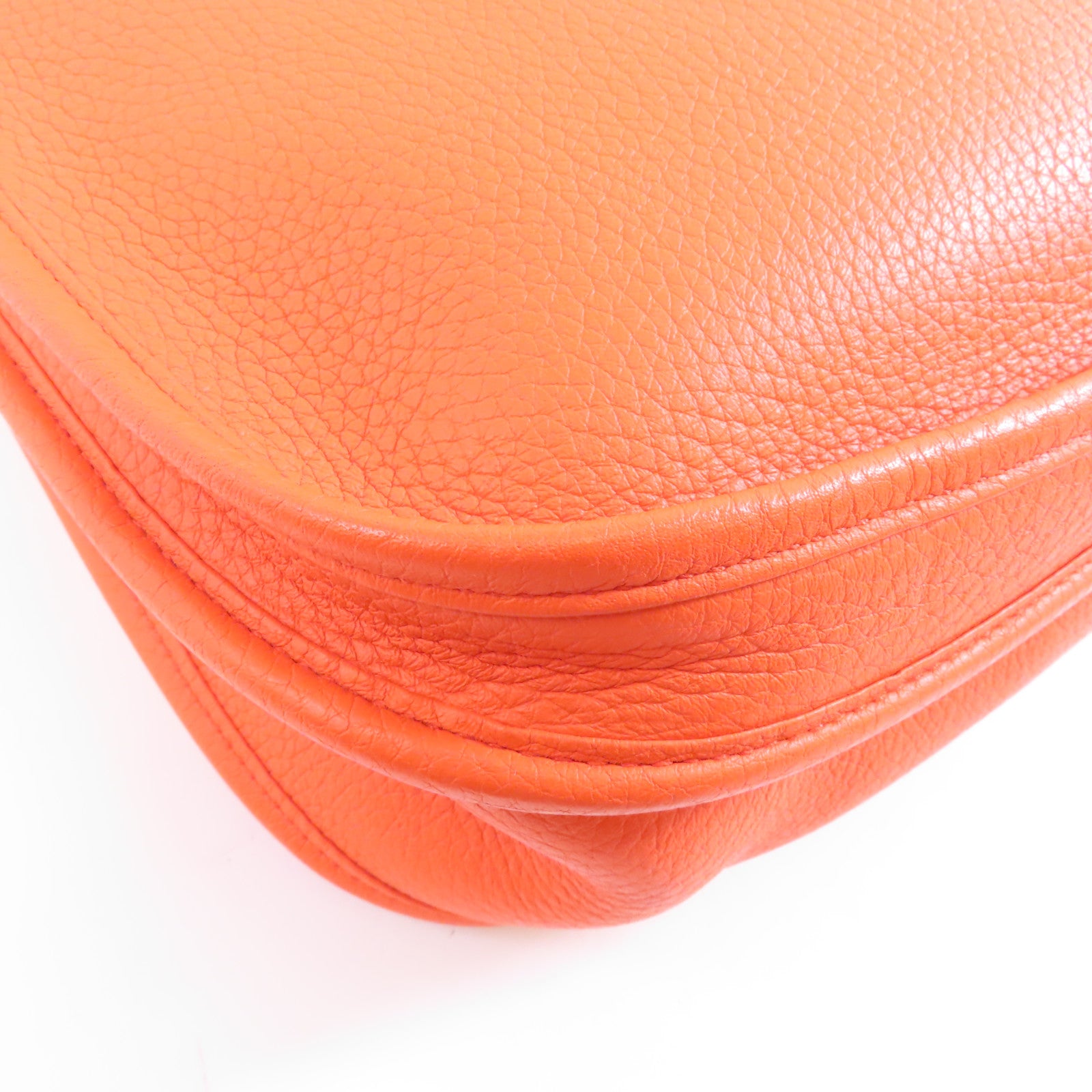 HERMES Clemence皮革Evelyne GM銀扣肩背袋Orange橙色