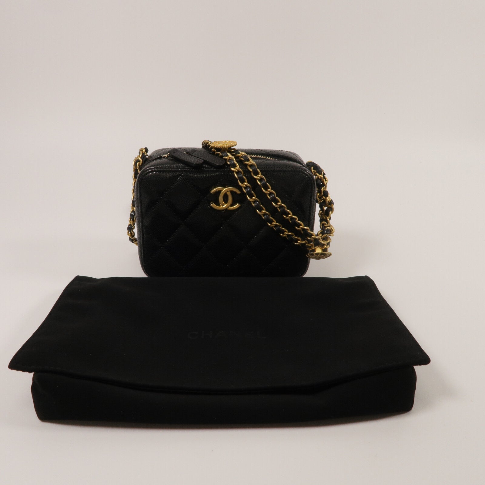 CHANEL 牛皮皮革Camera Bag鏈帶肩背袋