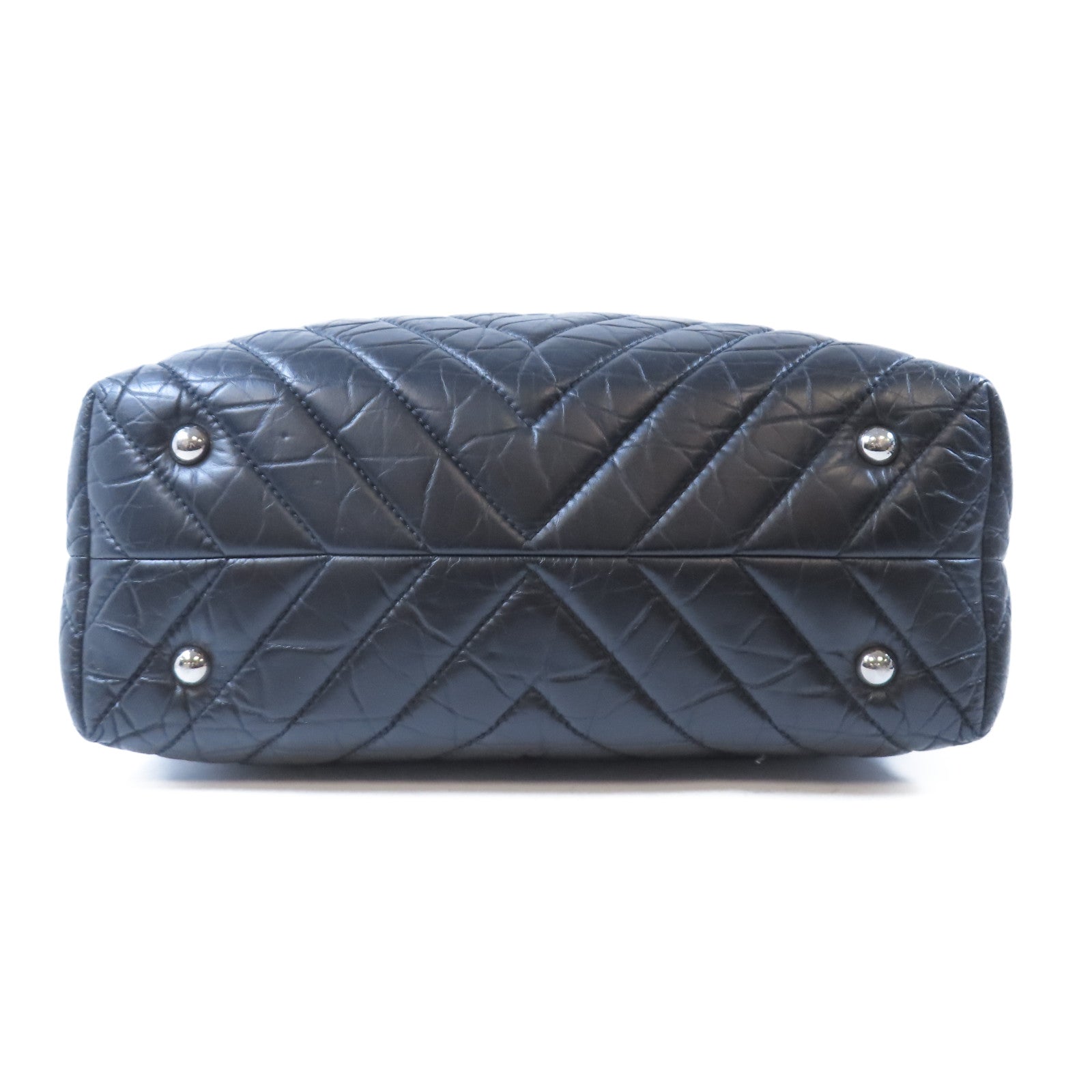 CHANEL 【激減優惠】斜紋皮革Shoulder Bag銀扣肩背袋黑色