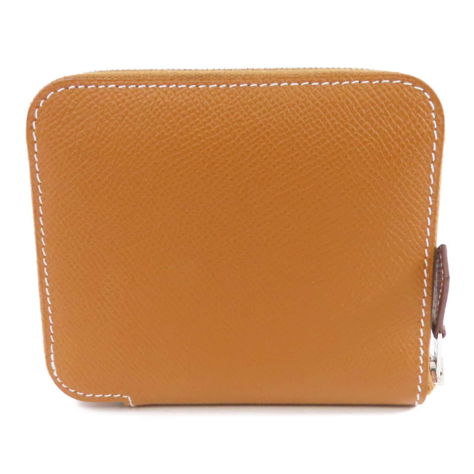 HERMES Epsom皮革Silk In Compact Wallet銀扣錢包啡色
