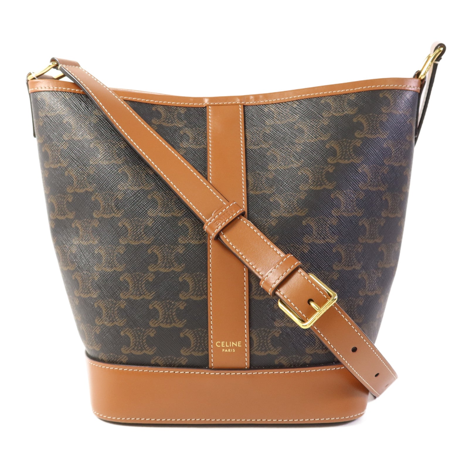 CELINE 塗層帆布Small Bucket金扣肩背袋