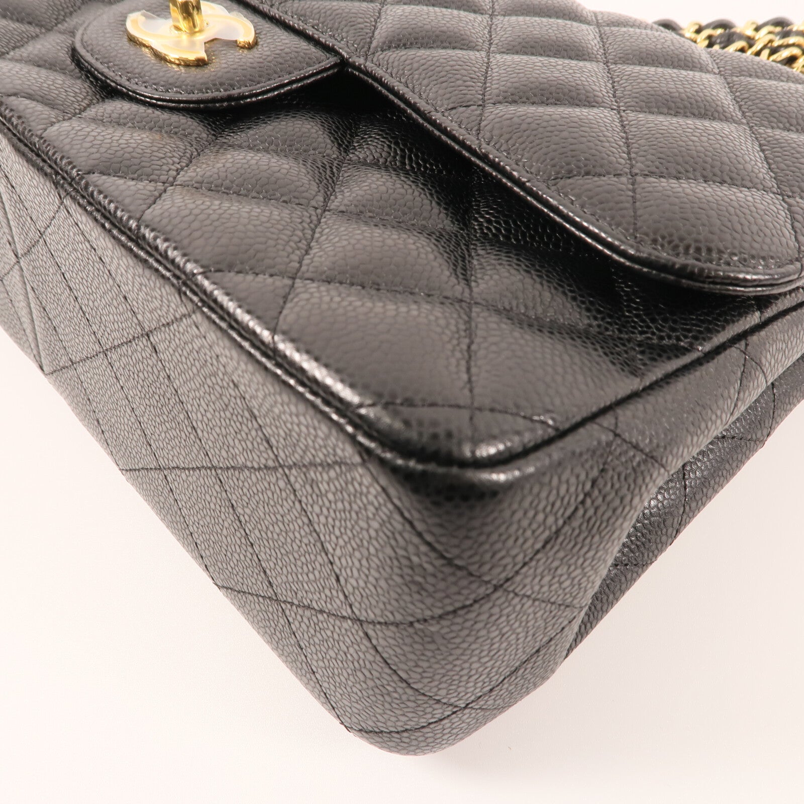 CHANEL 牛皮皮革Large Classic金扣鏈帶肩背袋