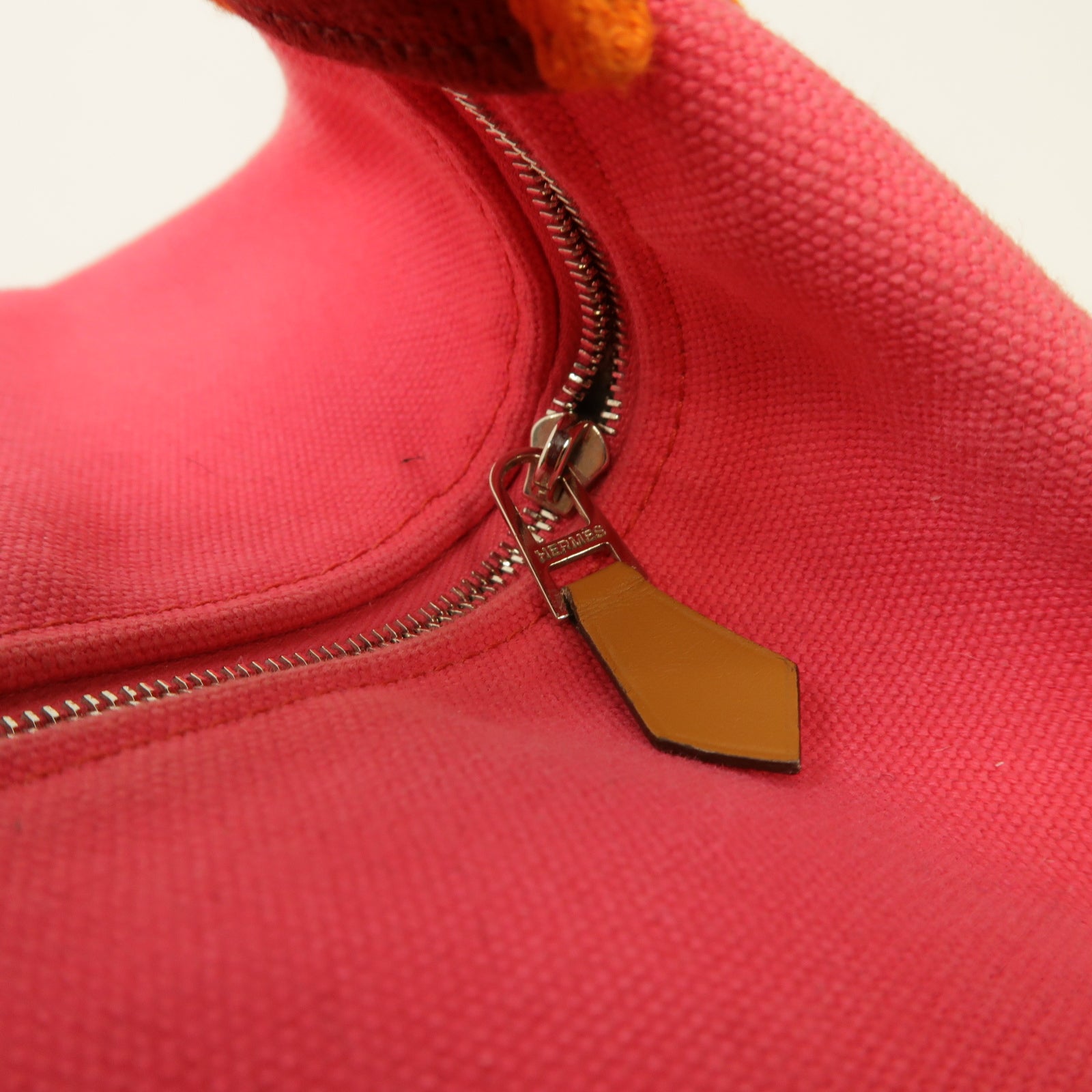 HERMES 帆布BridebA Brac銀扣手挽袋粉紅色
