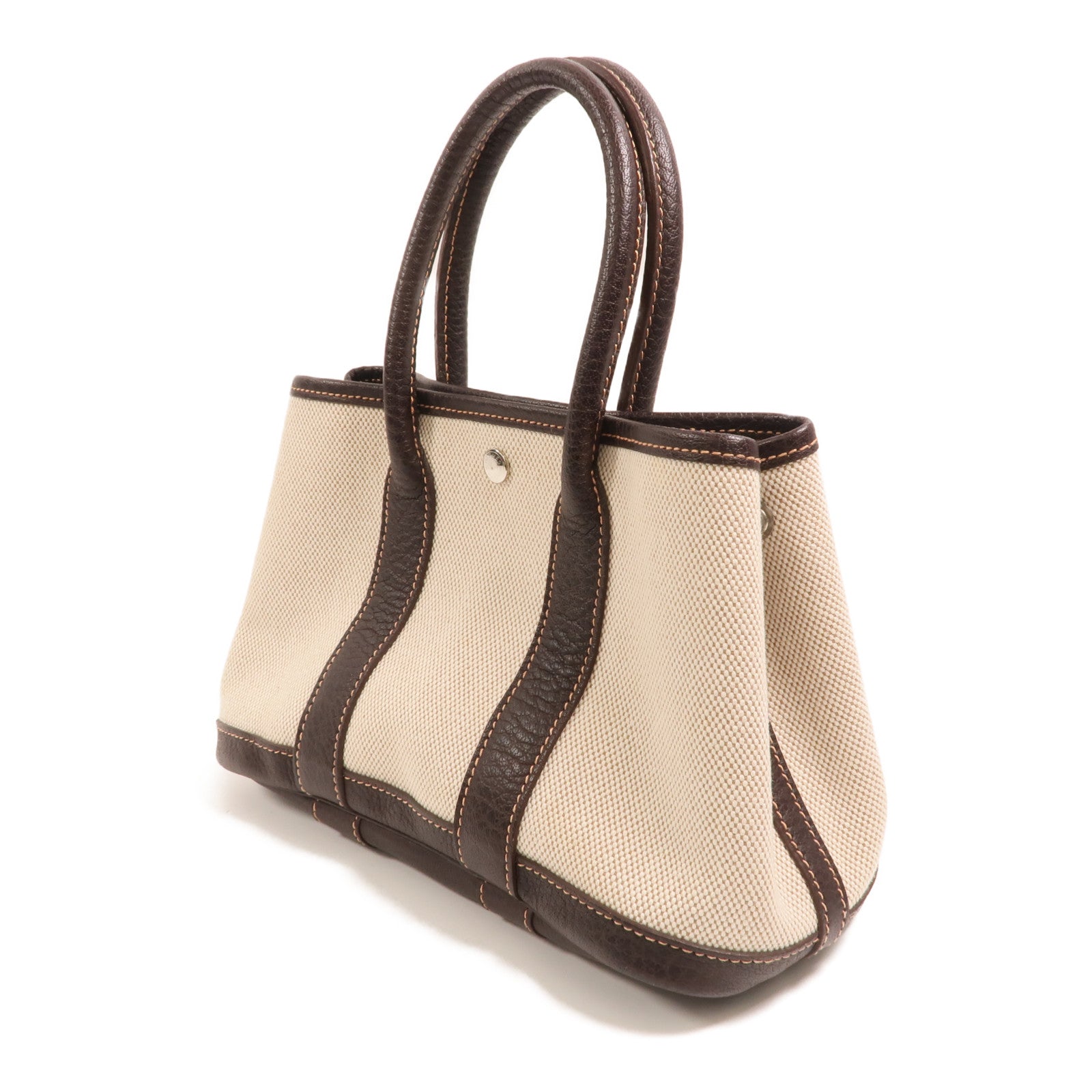 HERMES 帆布Mini Garden Party銀扣手挽袋