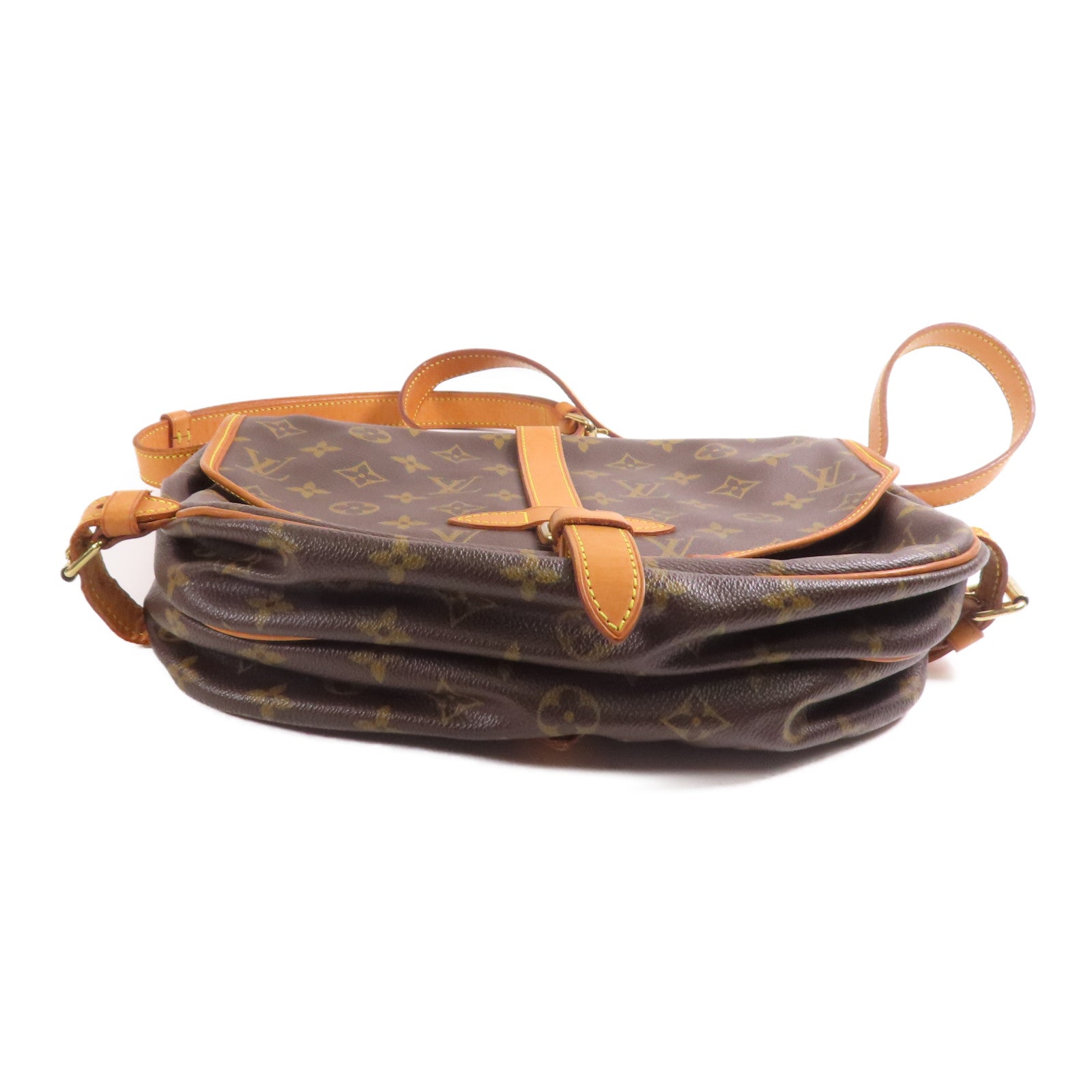 LOUIS VUITTON Monogram Saumur 30金扣肩背袋棕色