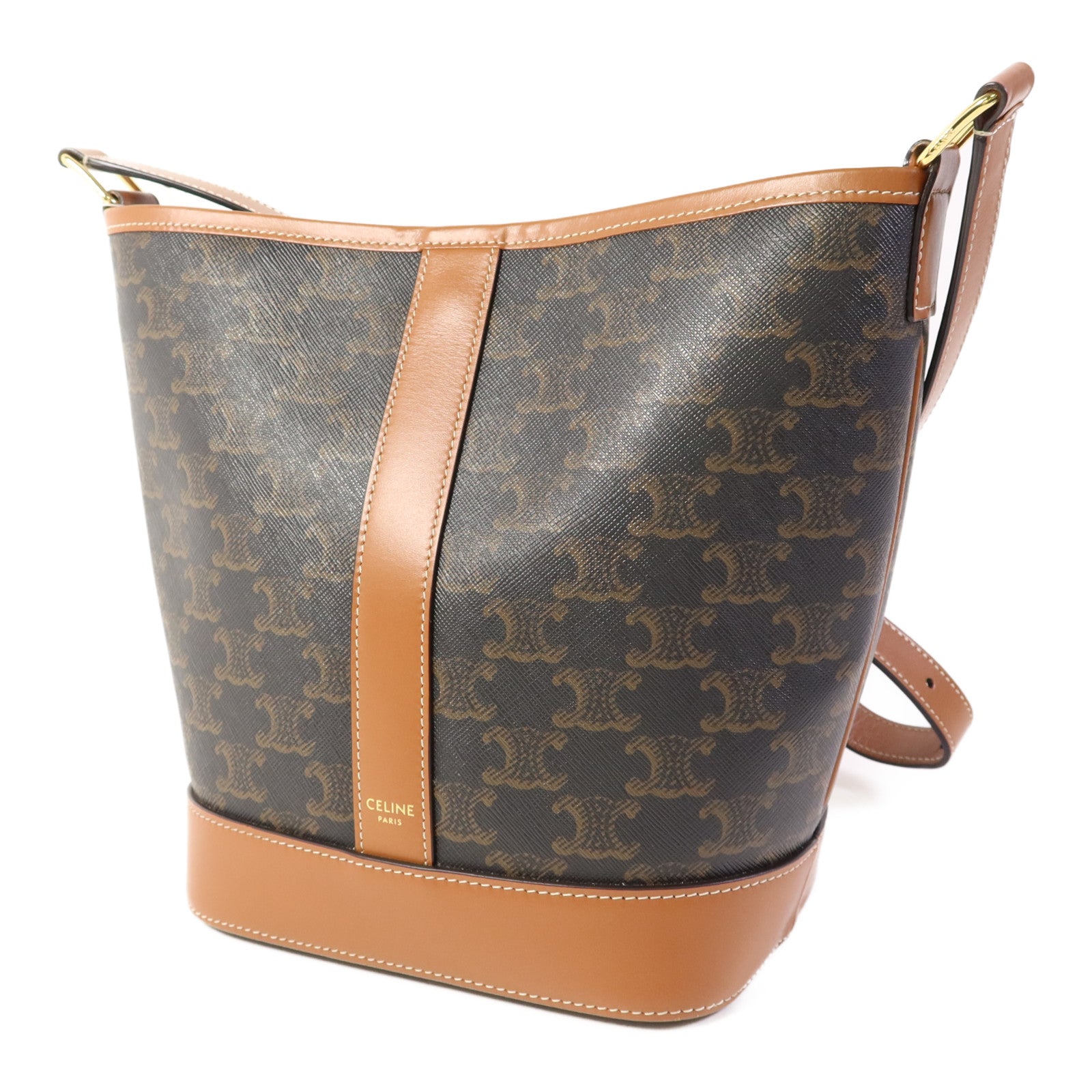 CELINE 塗層帆布Small Bucket金扣肩背袋