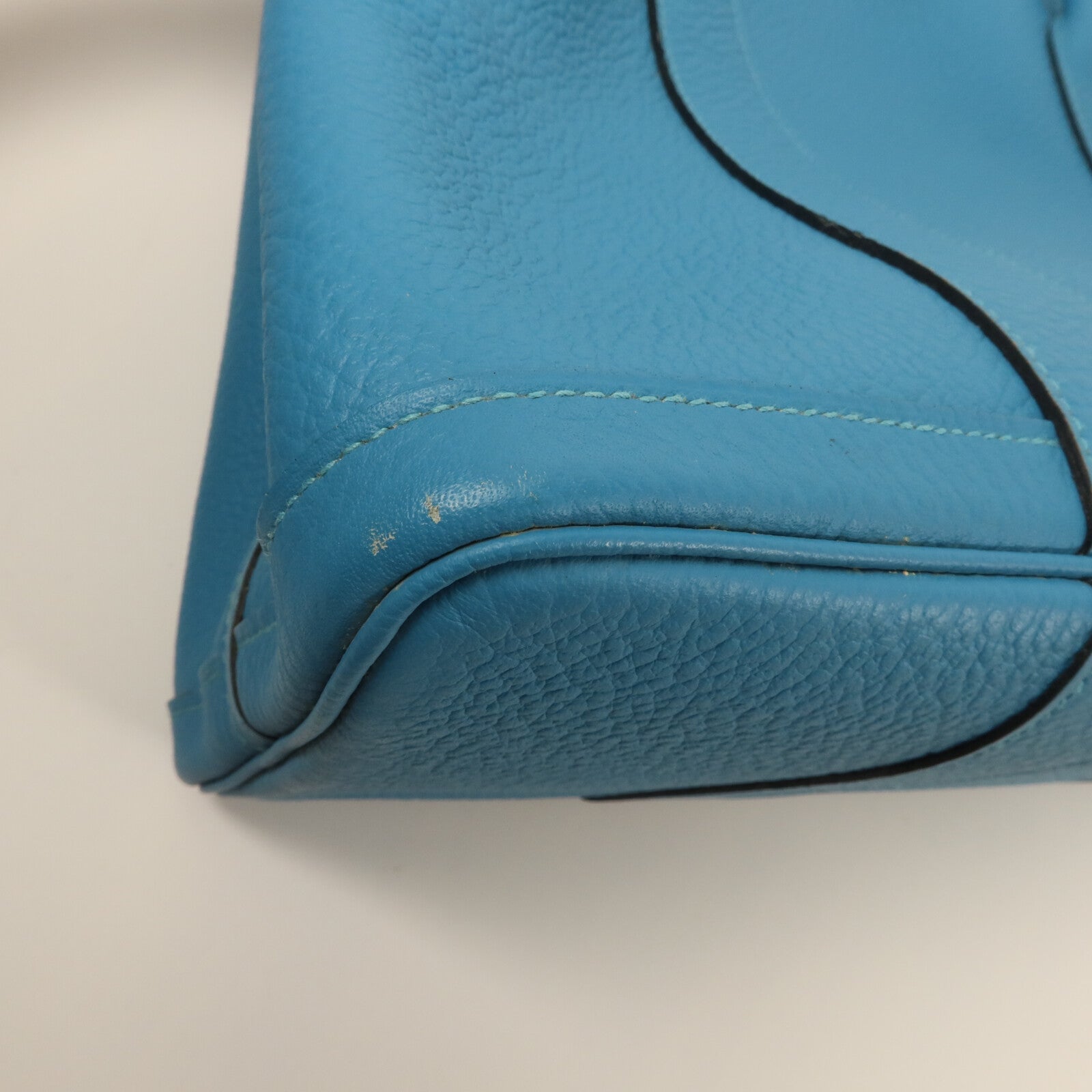 HERMES Negonda皮革Garden Party TPM手挽袋Turquoise
