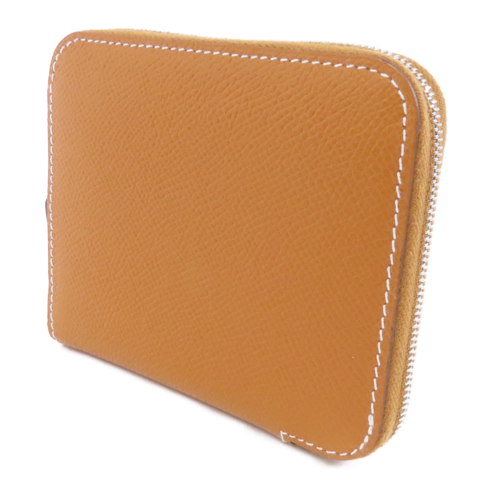 HERMES Epsom皮革Silk In Compact Wallet銀扣錢包啡色