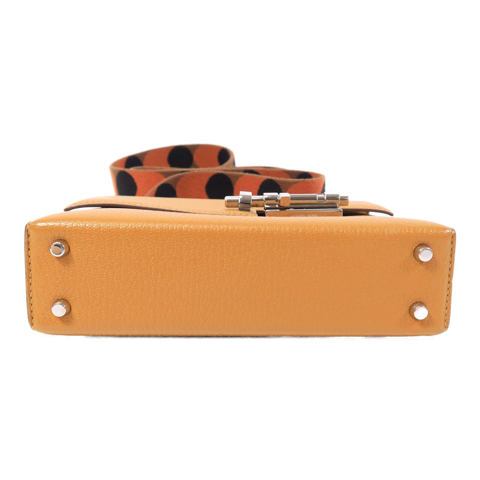 HERMES Chevre皮革Verrou Mini肩背袋Caramel