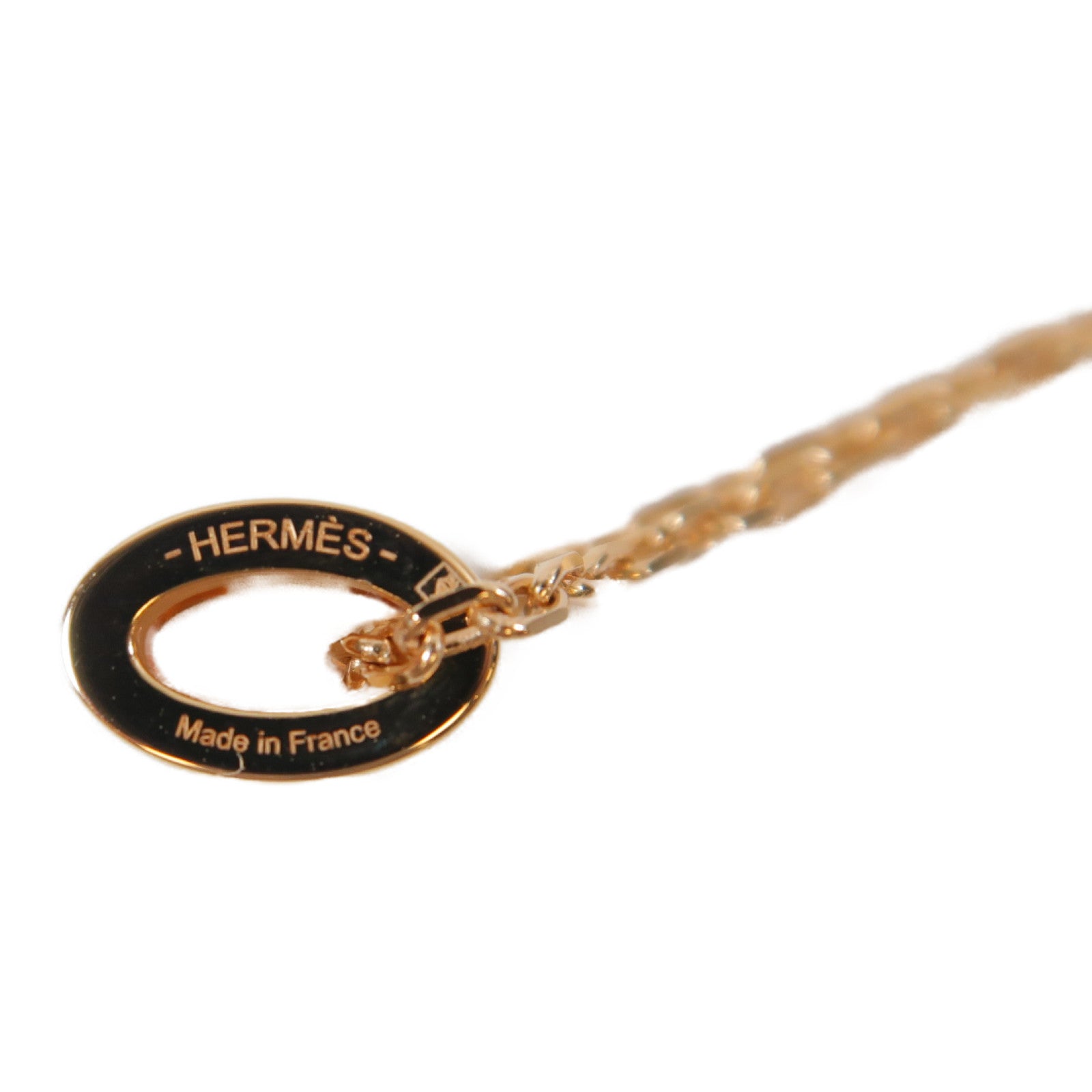 HERMES 金屬Pop H Mini Necklace項鍊金色/米色