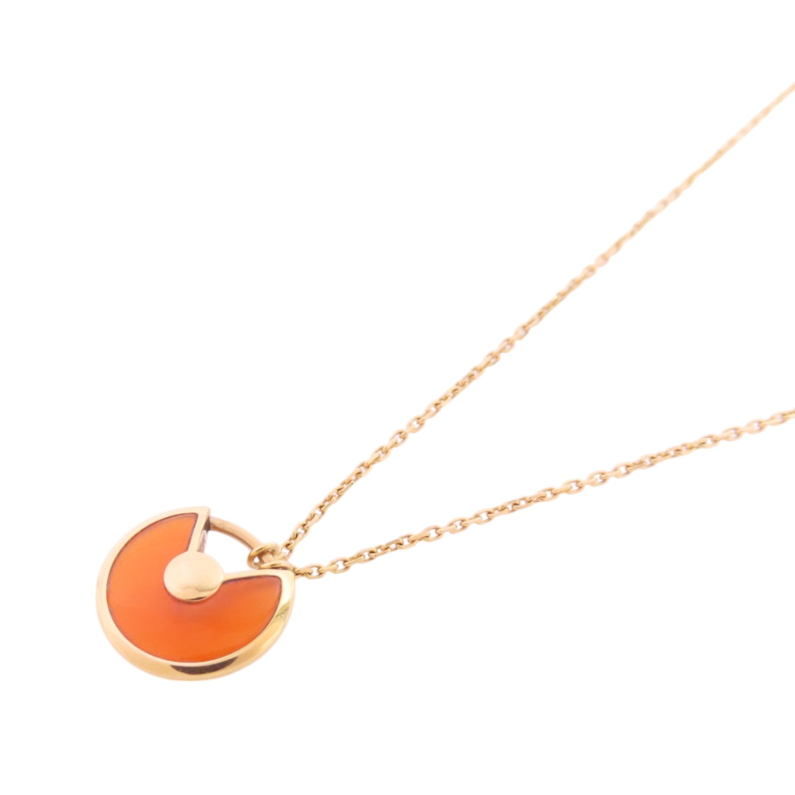 CARTIER 18K玫瑰金/紅玉髓/鑽石Amulette De Cartier Carnelian Diamond Nacklace項鏈