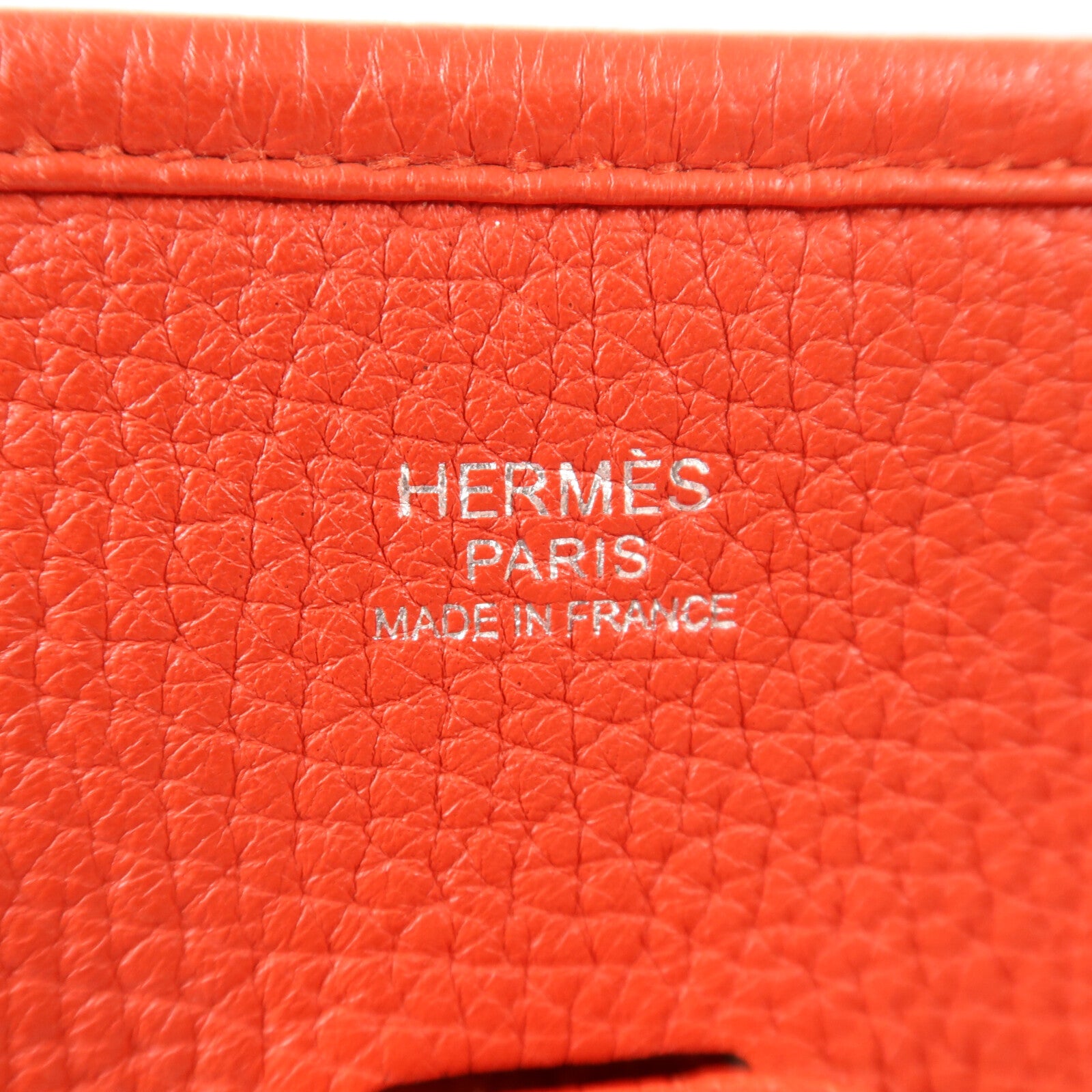 HERMES Clemence皮革Evelyne PM肩背袋Rouge Tomate