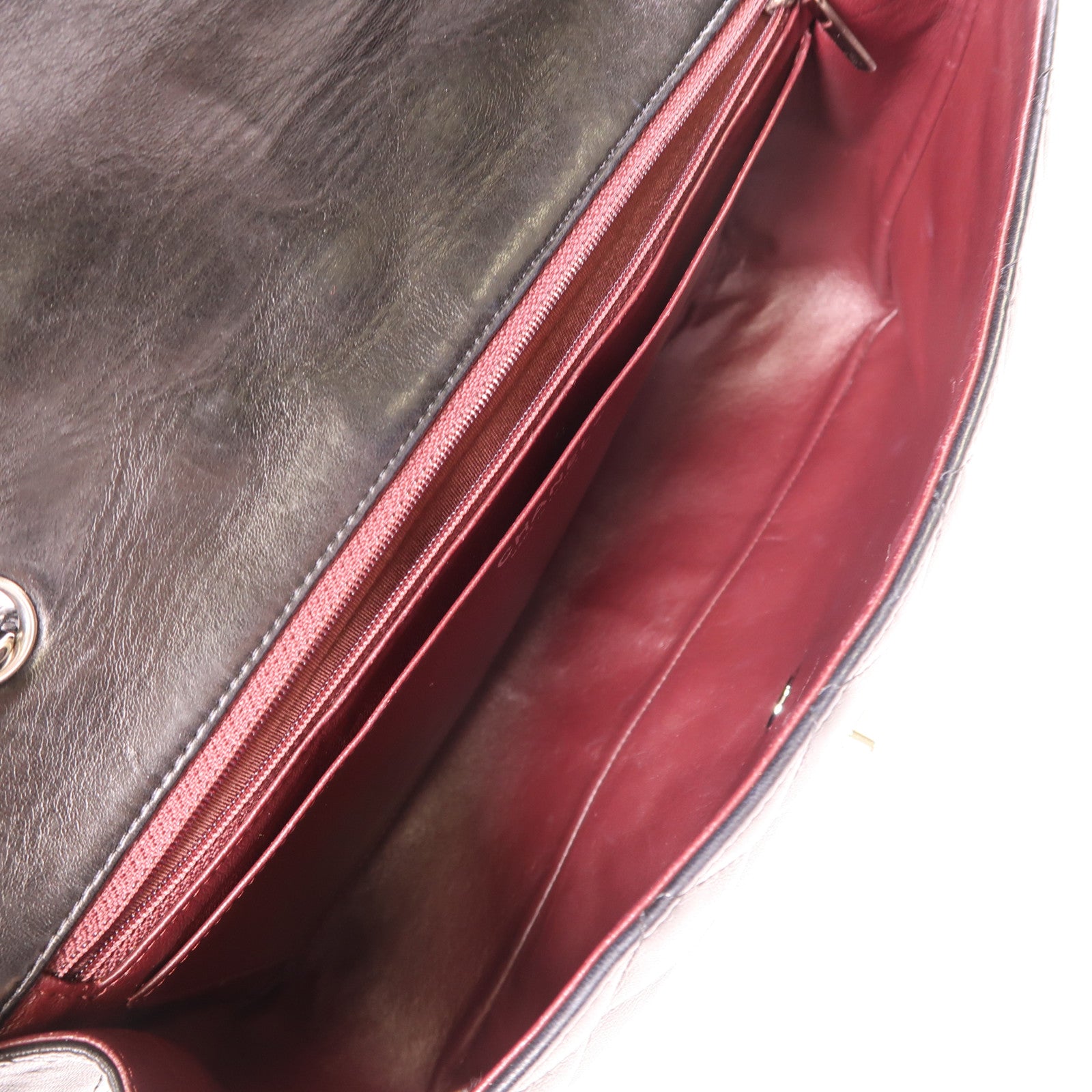 CHANEL 牛皮皮革Large Classic銀扣鏈帶肩背袋