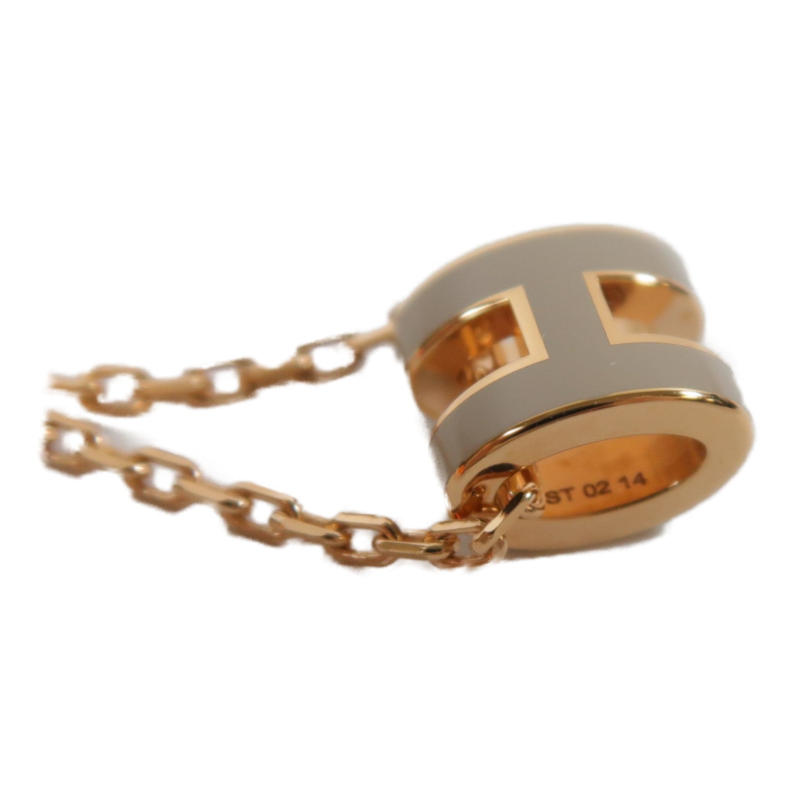 HERMES 金屬Pop H Mini Necklace項鍊金色/米色