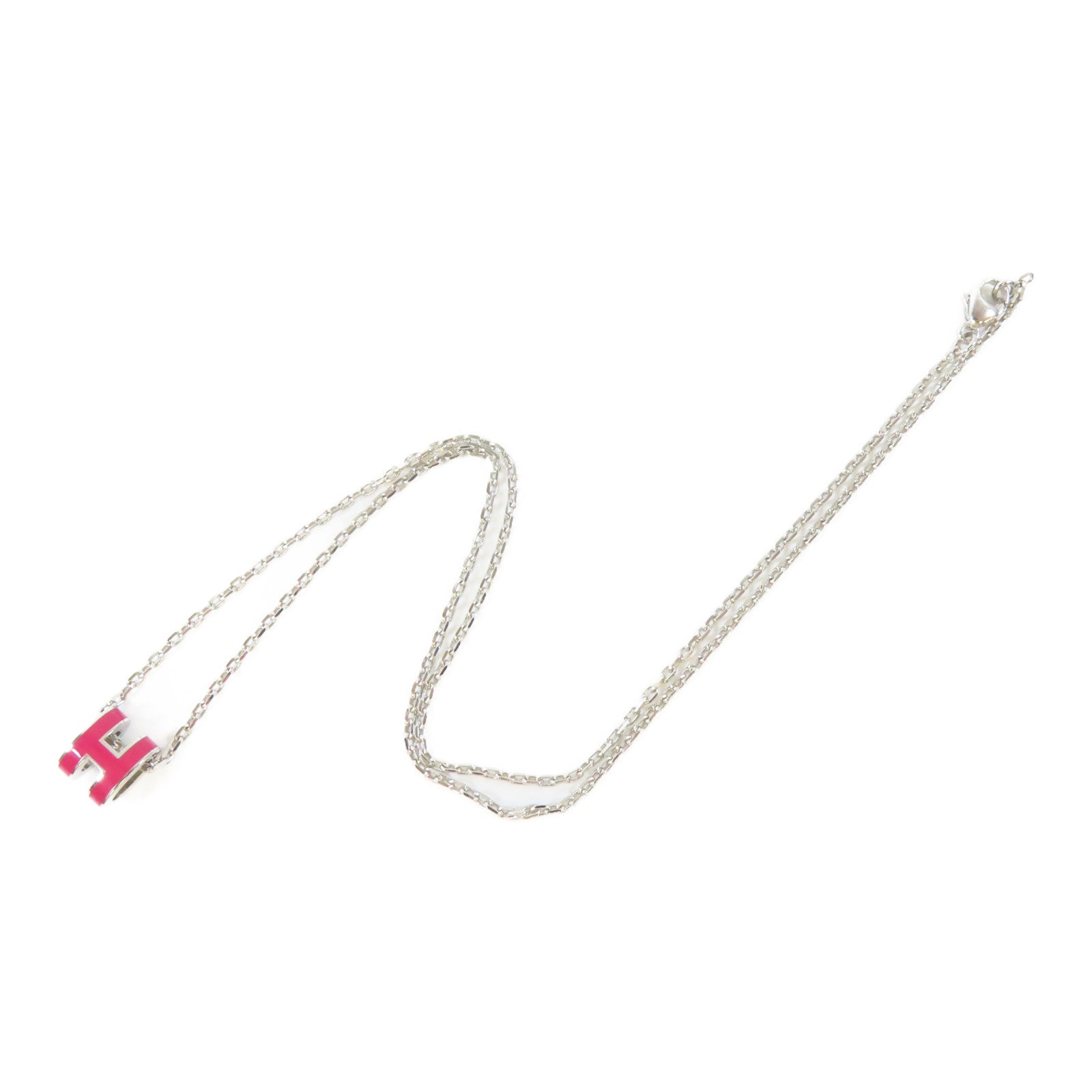 HERMES 【激減優惠】金屬Pop H Necklace項鍊紅色/銀色#40cm