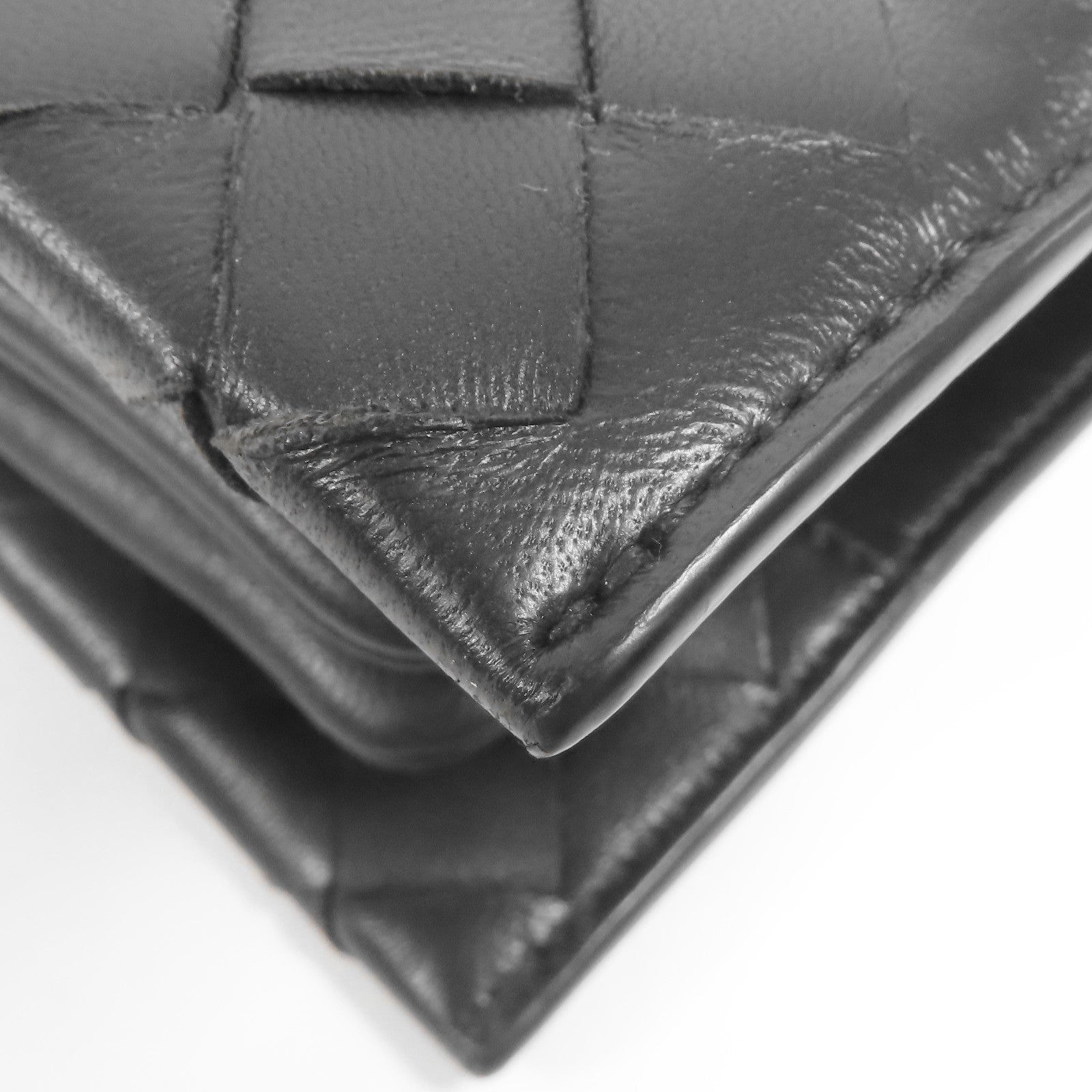 BOTTEGA VENETA 【激減優惠】羊皮皮革Intrecciato Flap金扣肩背袋
