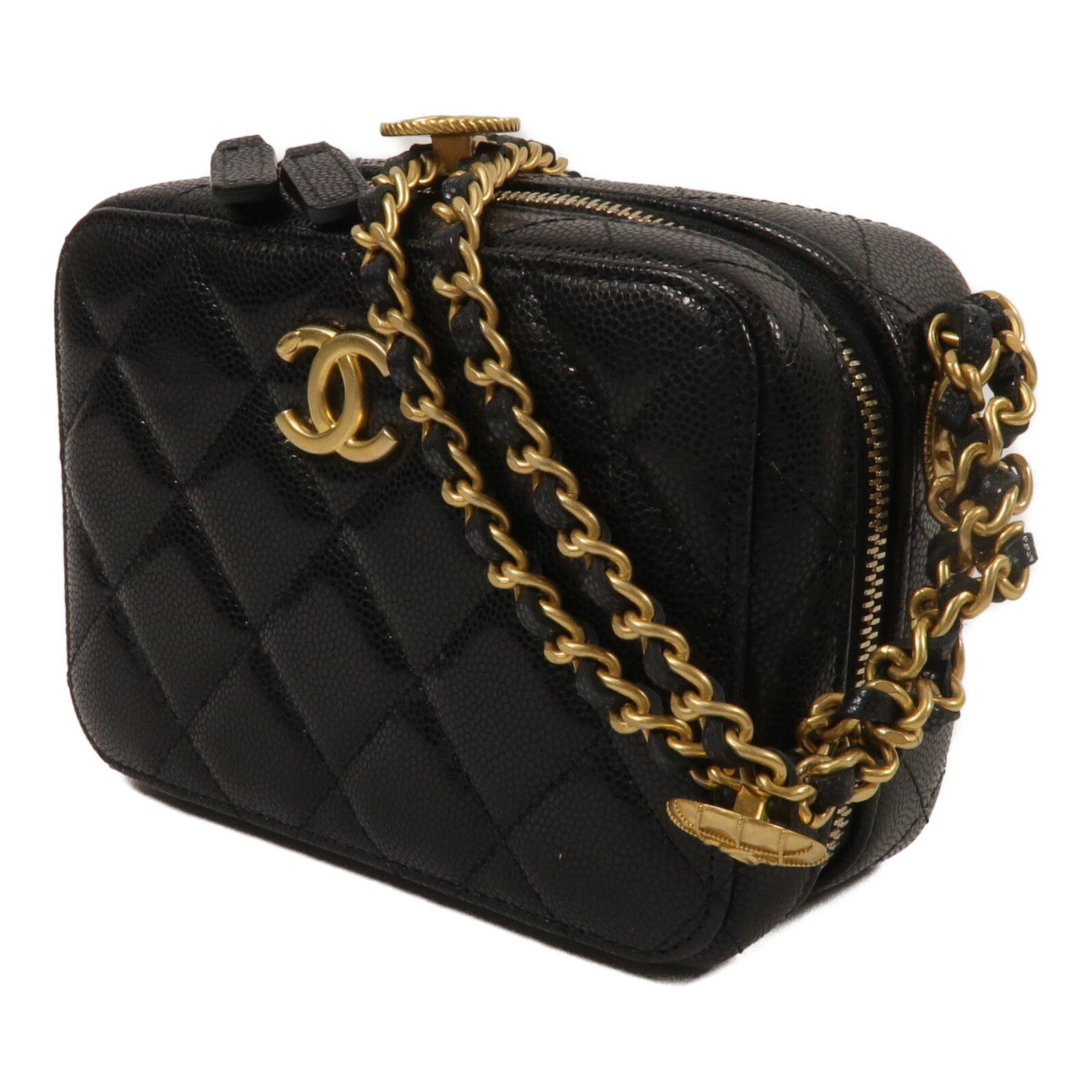 CHANEL 牛皮皮革Camera Bag鏈帶肩背袋