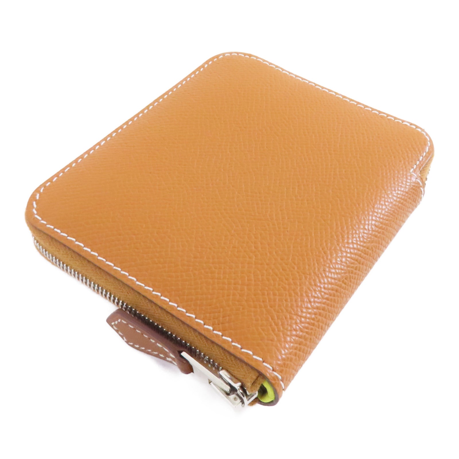 HERMES Epsom皮革Silk In Compact Wallet銀扣錢包啡色