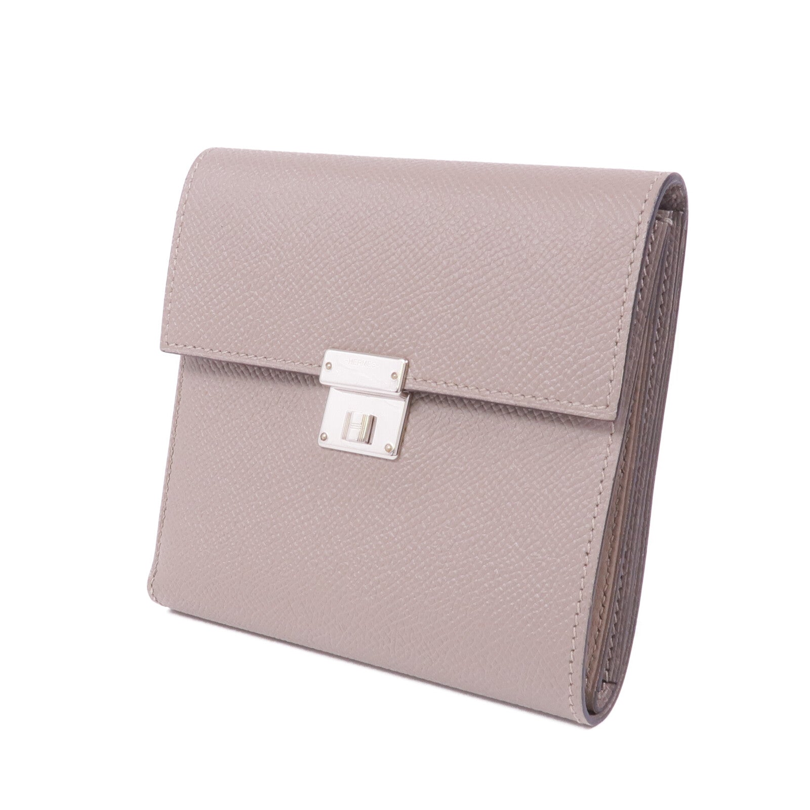 HERMES Epsom皮革Clic Wallet銀扣錢包Etoupe