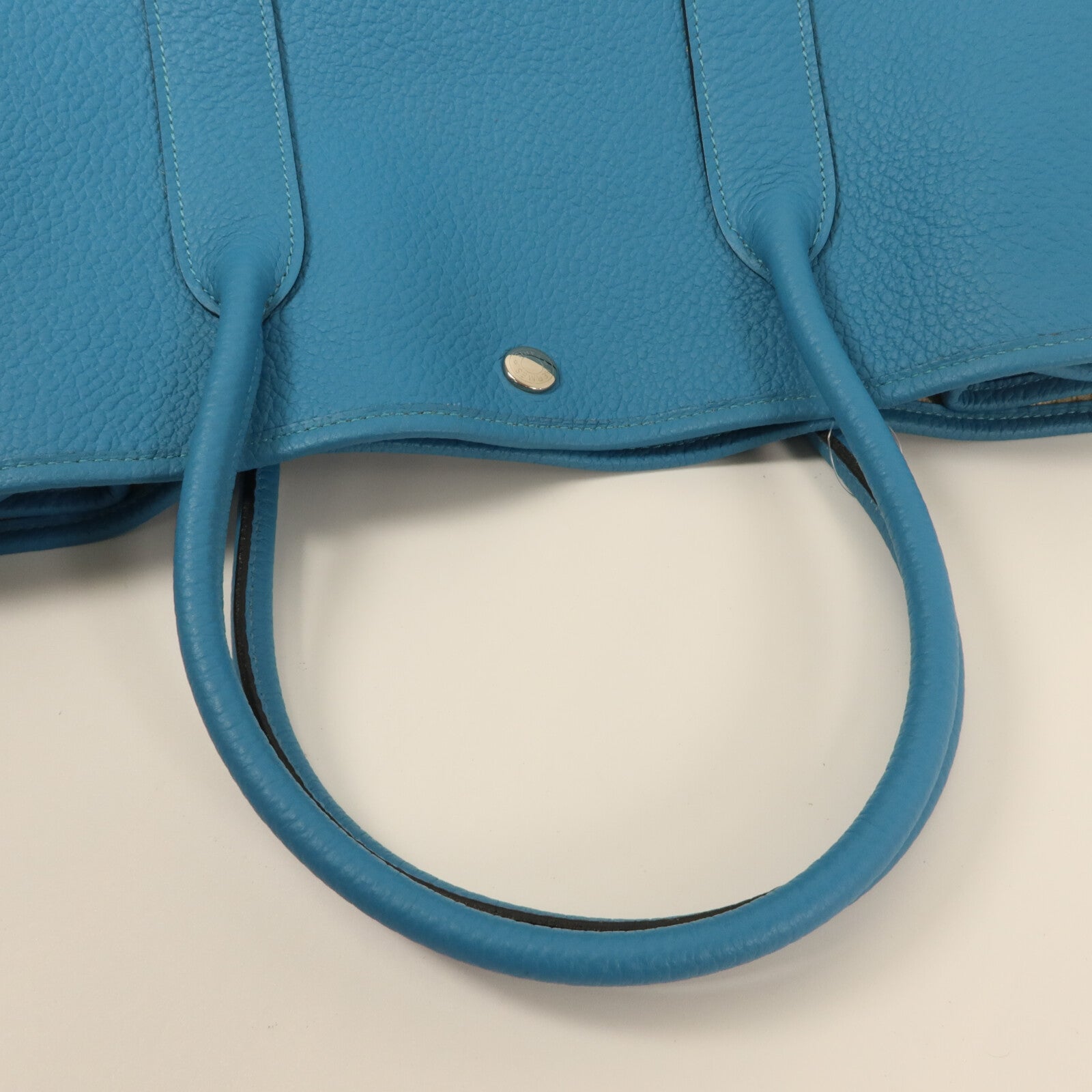 HERMES Negonda皮革Garden Party TPM手挽袋Turquoise