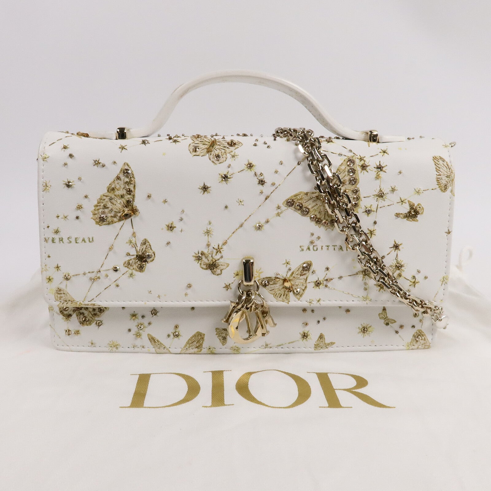 Dior 牛皮皮革Mini Miss Dior鏈帶手挽肩背兩用袋