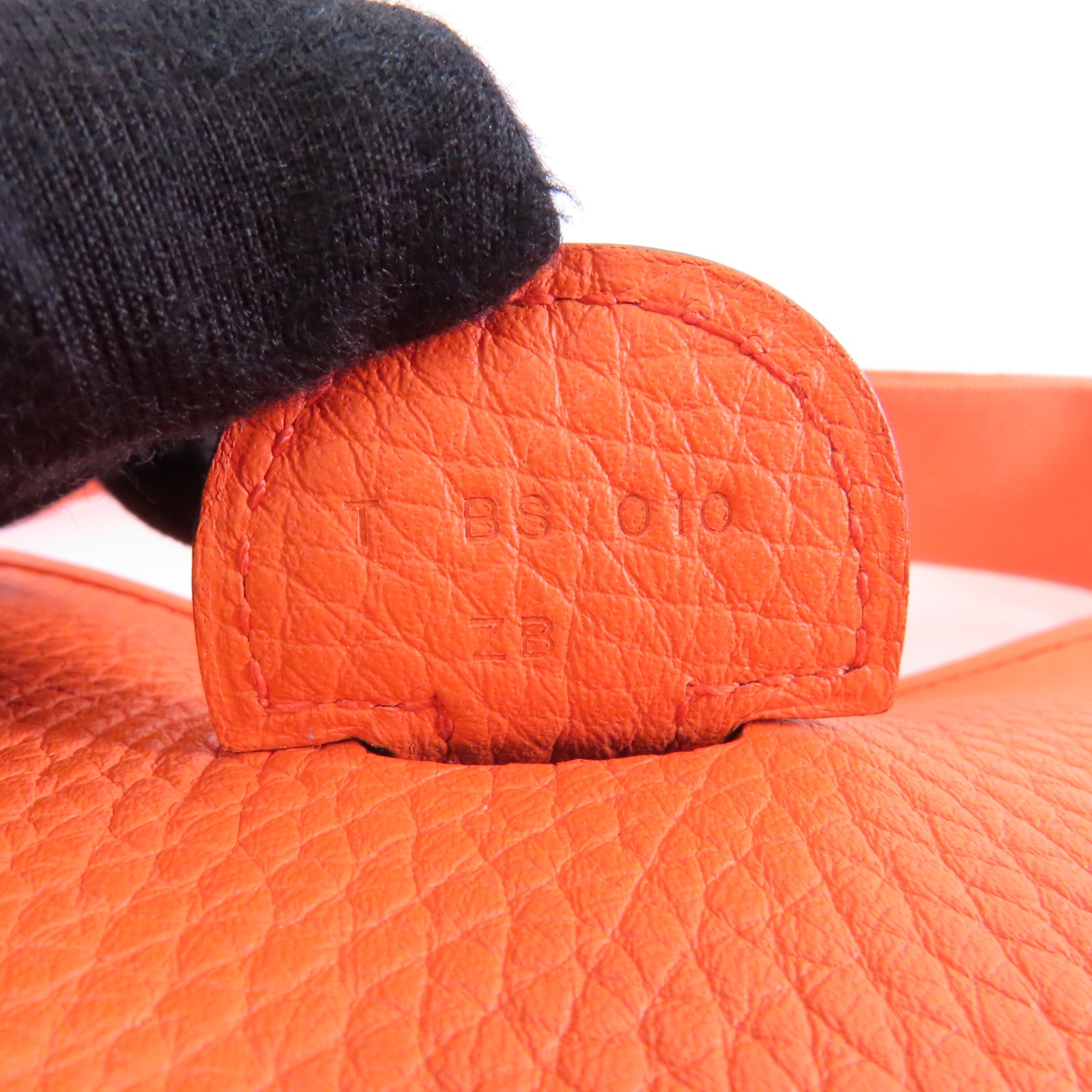 HERMES Clemence皮革Evelyne GM銀扣肩背袋Orange橙色