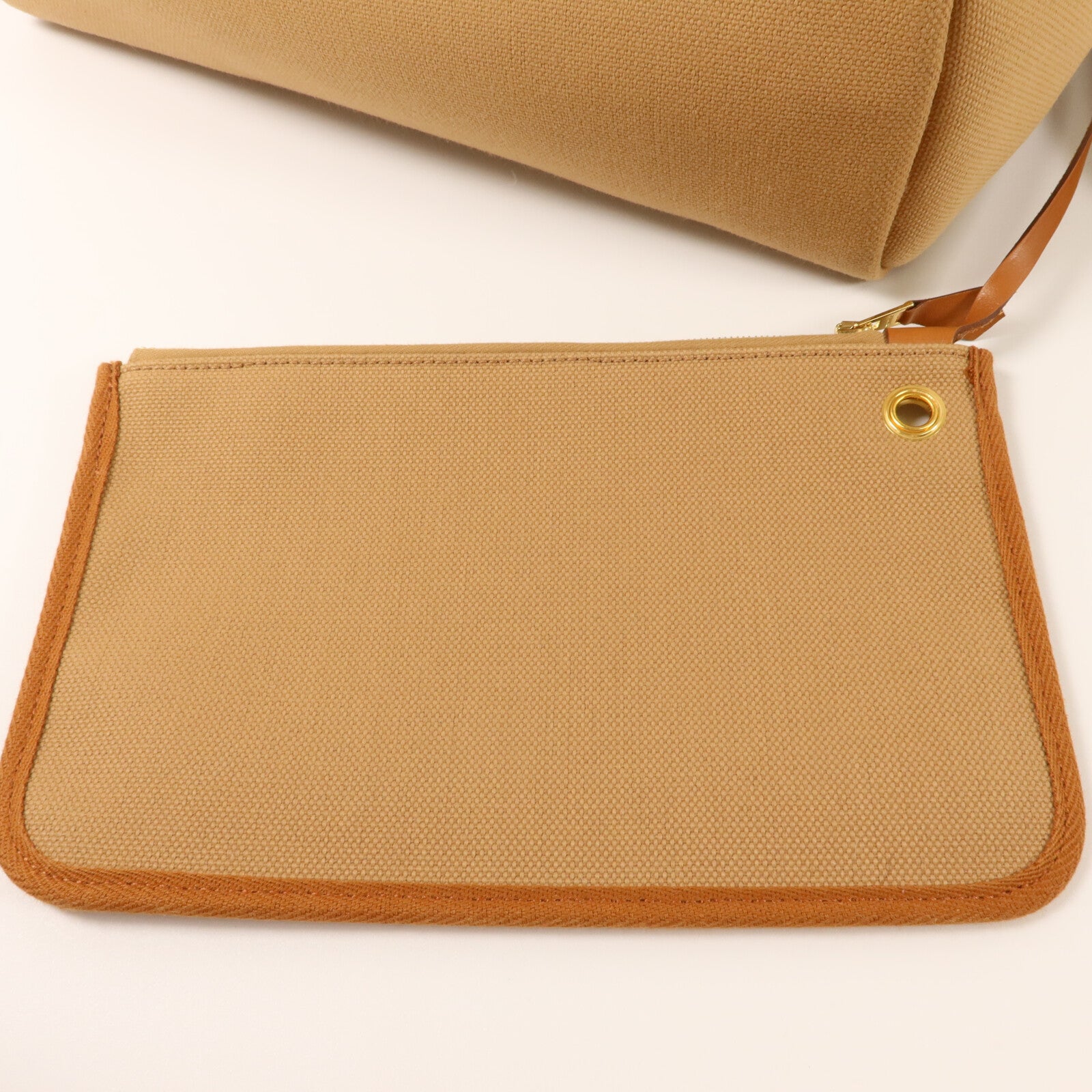 HERMES 帆布Herbag PM手挽肩背兩用袋Chai/Naturel-Sable/Fauve/Cuivre