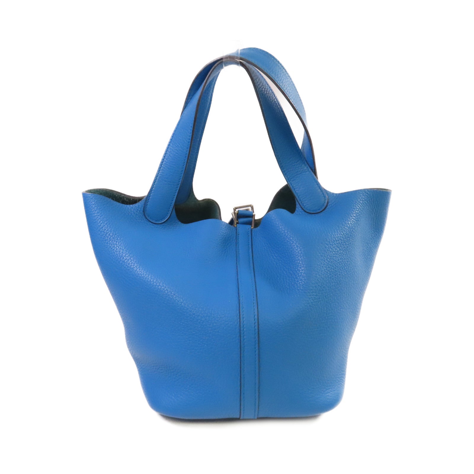 HERMES Clemence皮革Picotin MM Tote Bag銀扣手挽袋Bleu Zanzibar坦桑尼亞藍色