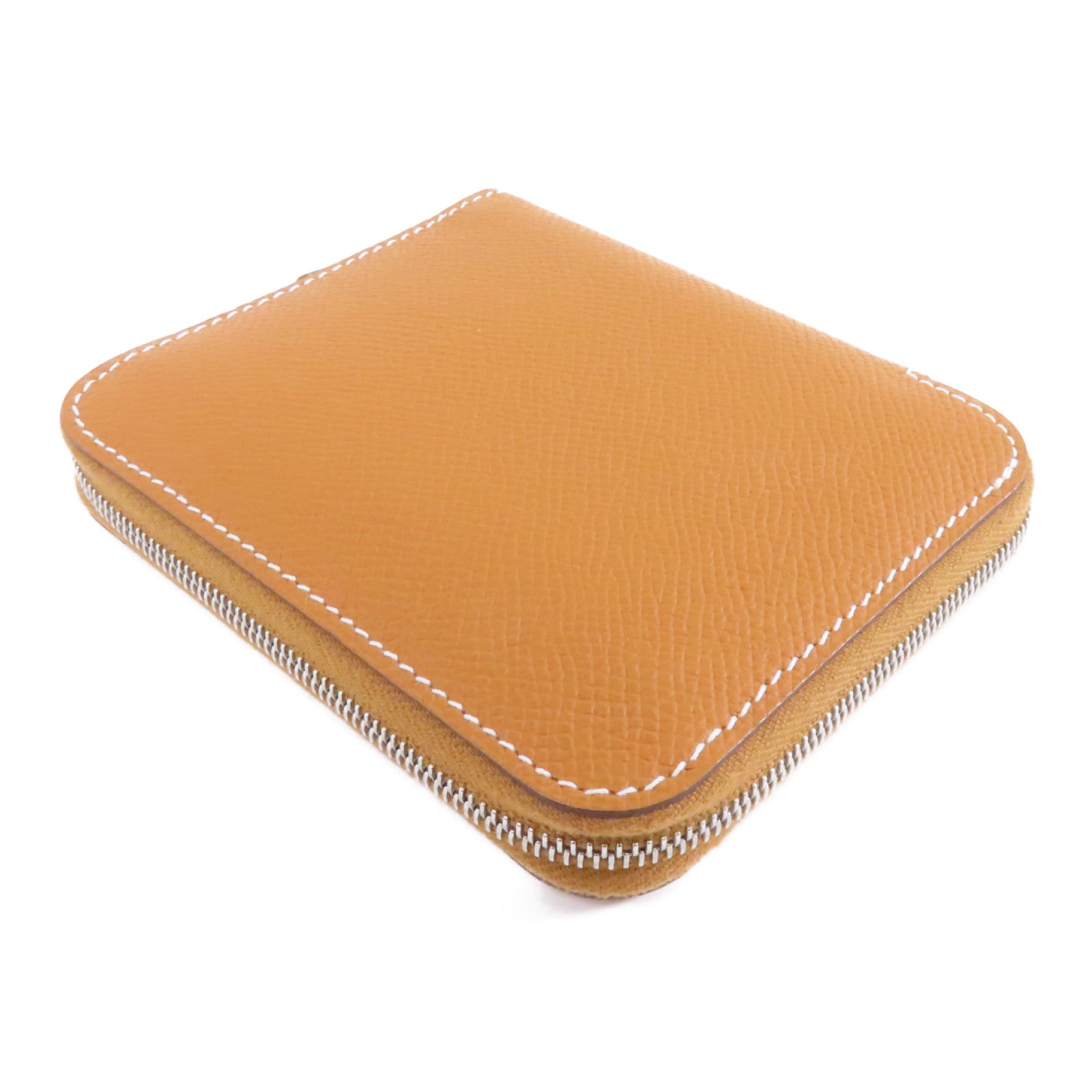 HERMES Epsom皮革Silk In Compact Wallet銀扣錢包啡色
