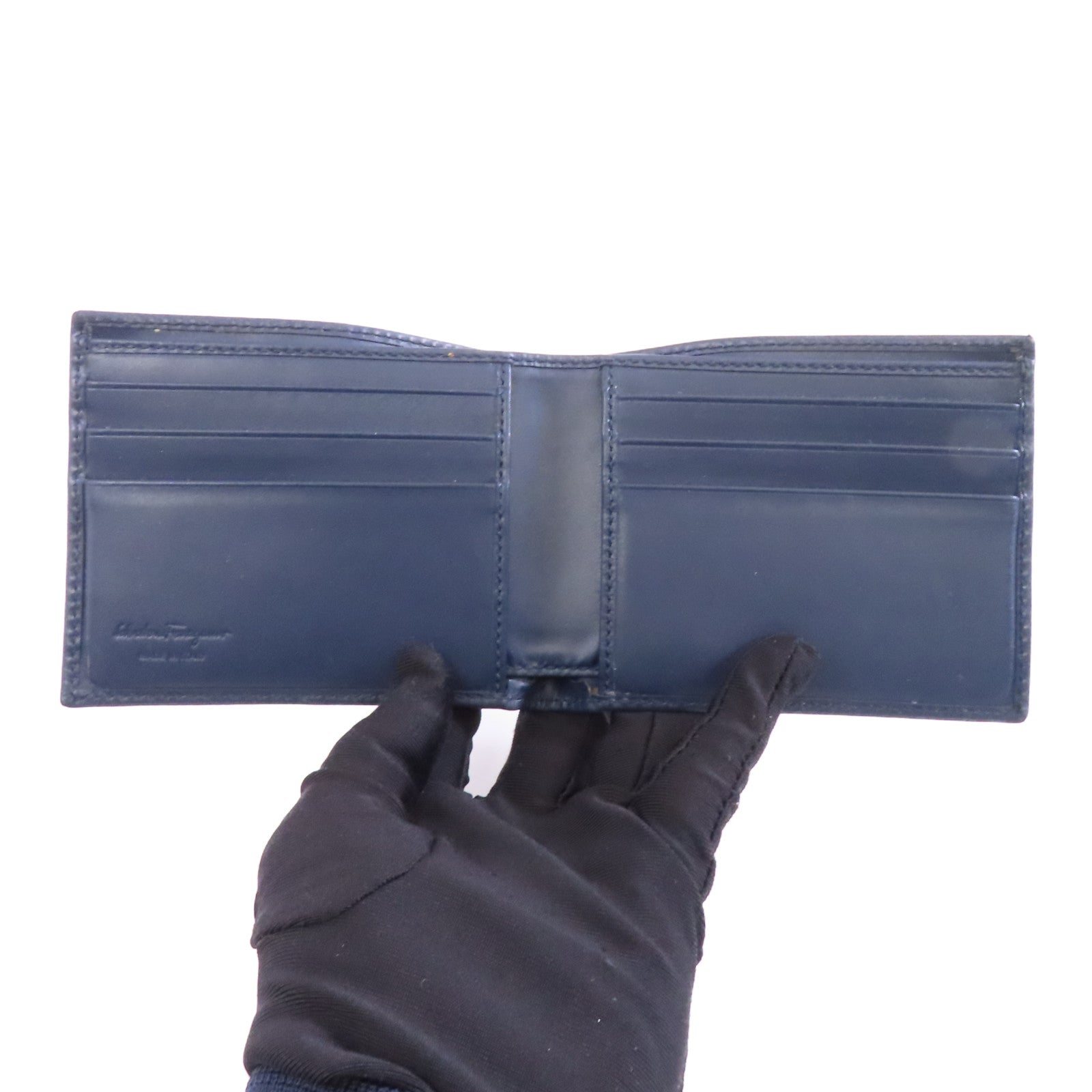 Salvatore Ferragamo 【激減優惠】牛皮皮革Wallet錢包藍色