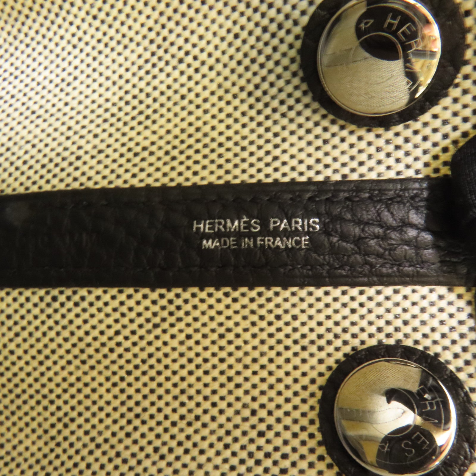 HERMES 帆布/Negonda皮革Garden Party 23銀扣手挽袋Noir