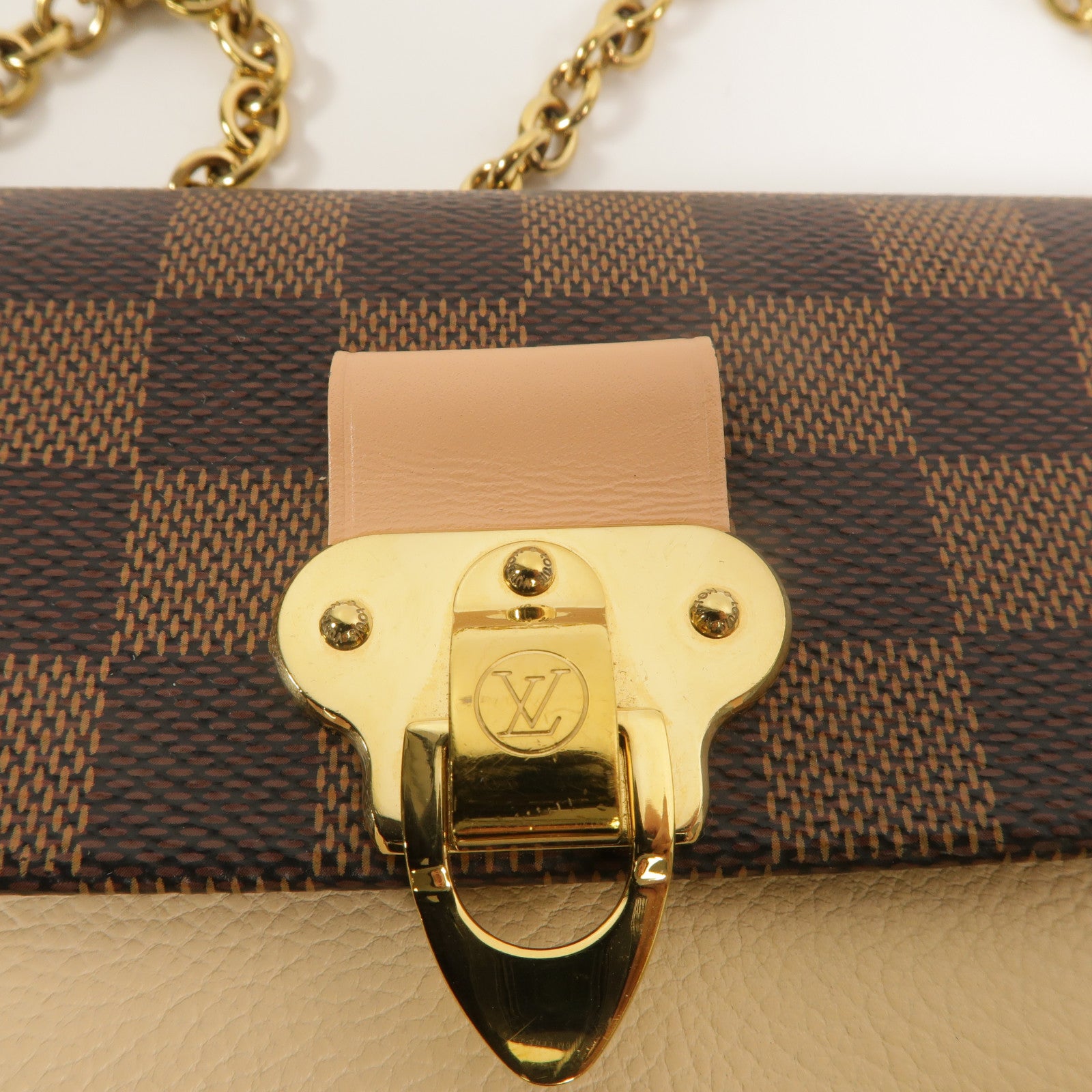 LOUIS VUITTON Damier Vavin Chain Wallet金扣鏈帶肩背袋
