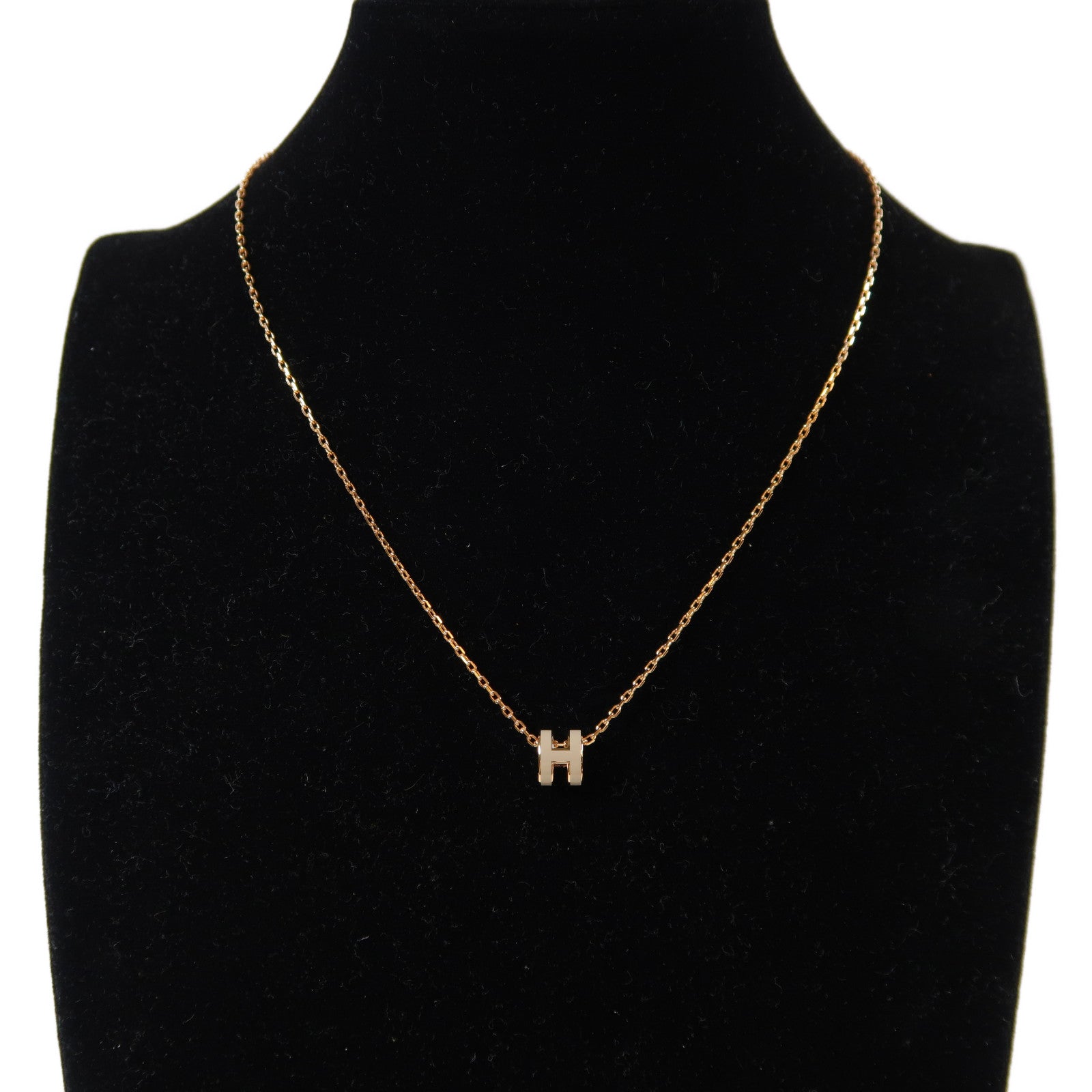 HERMES 金屬Pop H Mini Necklace項鍊金色/米色