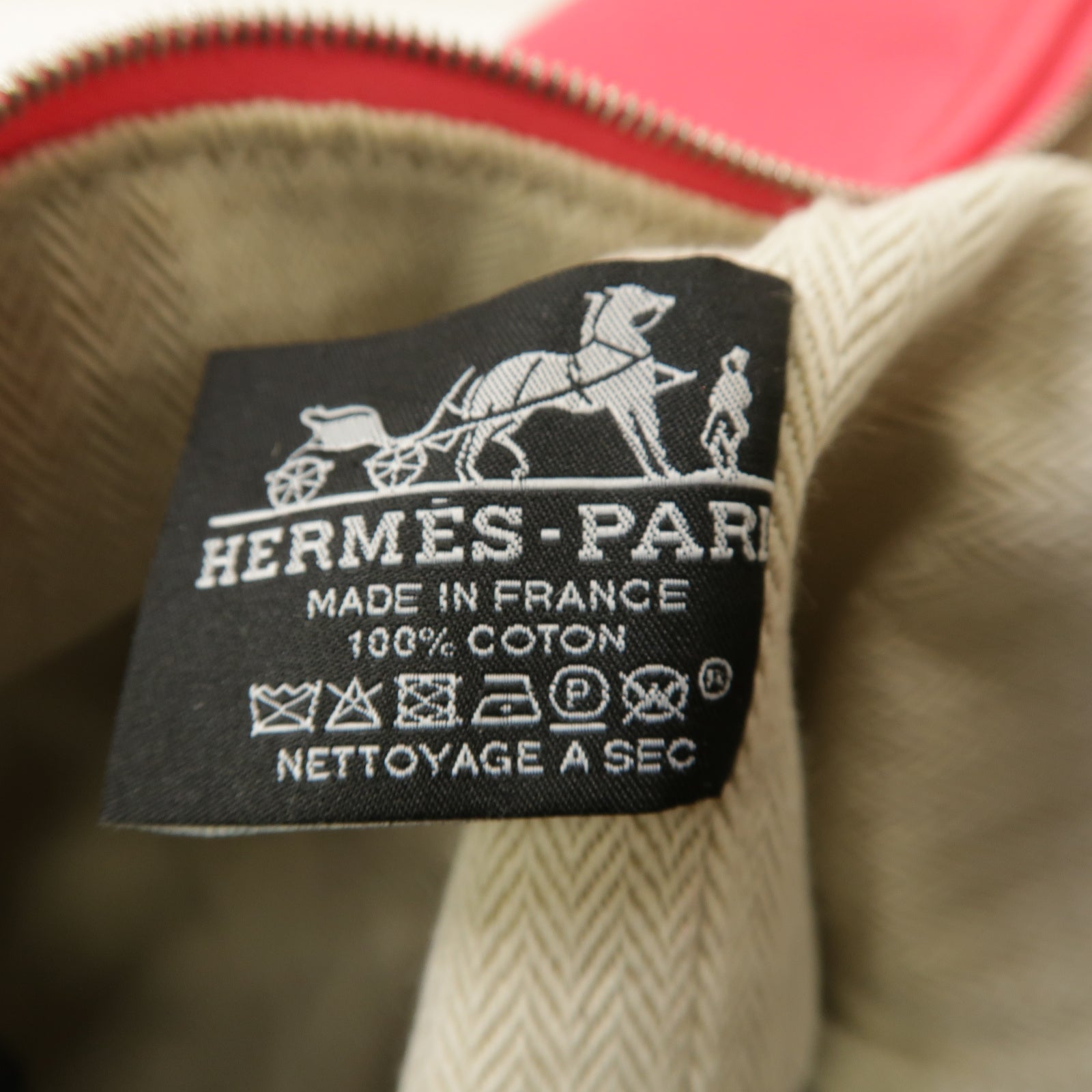HERMES 帆布BridebA Brac銀扣手挽袋粉紅色
