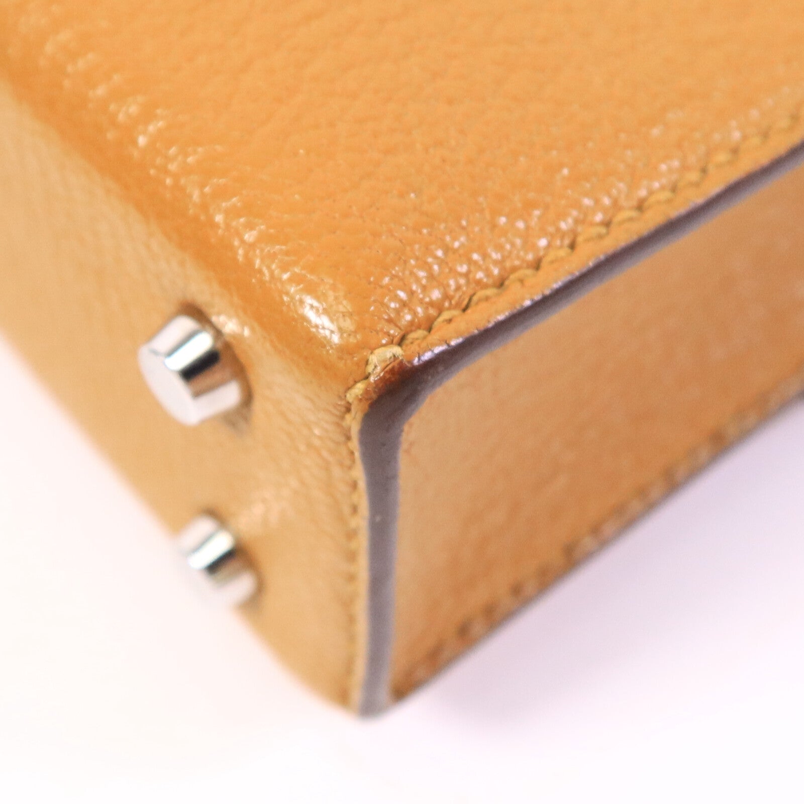 HERMES Chevre皮革Verrou Mini肩背袋Caramel