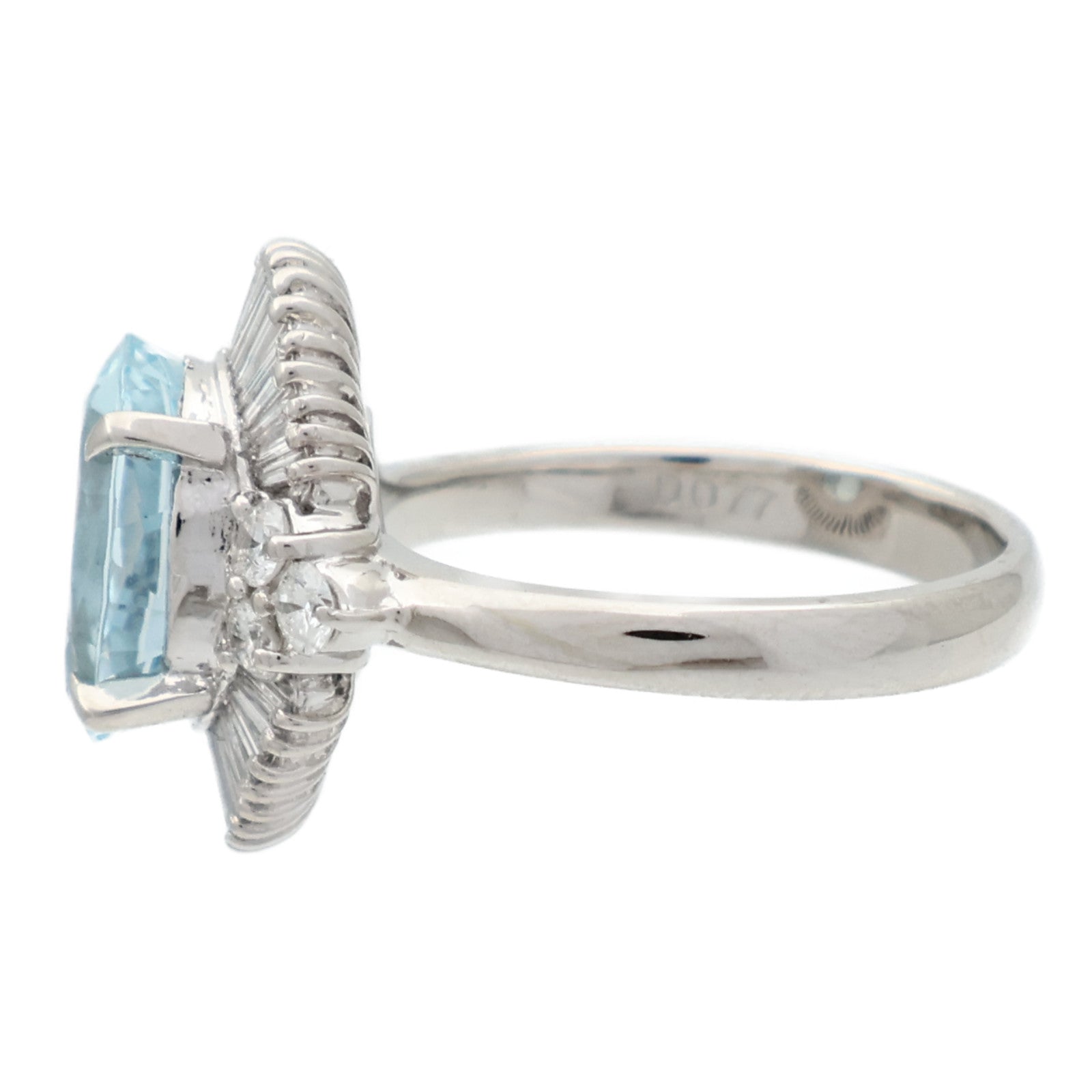 JEWELRY PT900鉑金Aquamarine Ring海藍寶石/鑽石戒指