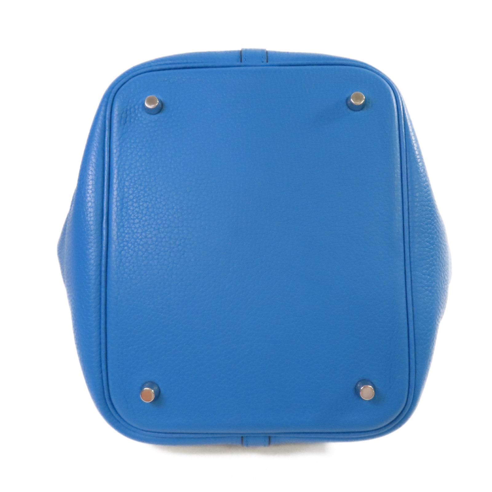 HERMES Clemence皮革Picotin MM Tote Bag銀扣手挽袋Bleu Zanzibar坦桑尼亞藍色