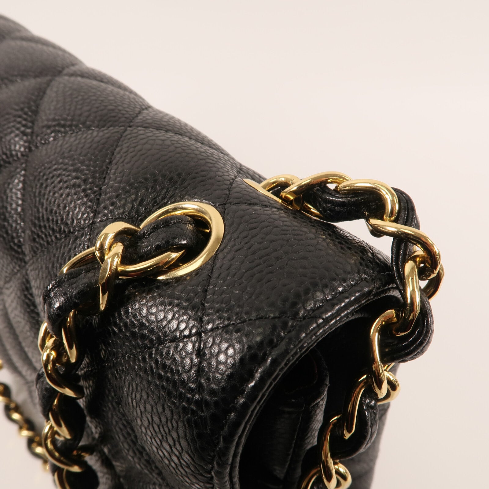 CHANEL 牛皮皮革Large Classic金扣鏈帶肩背袋