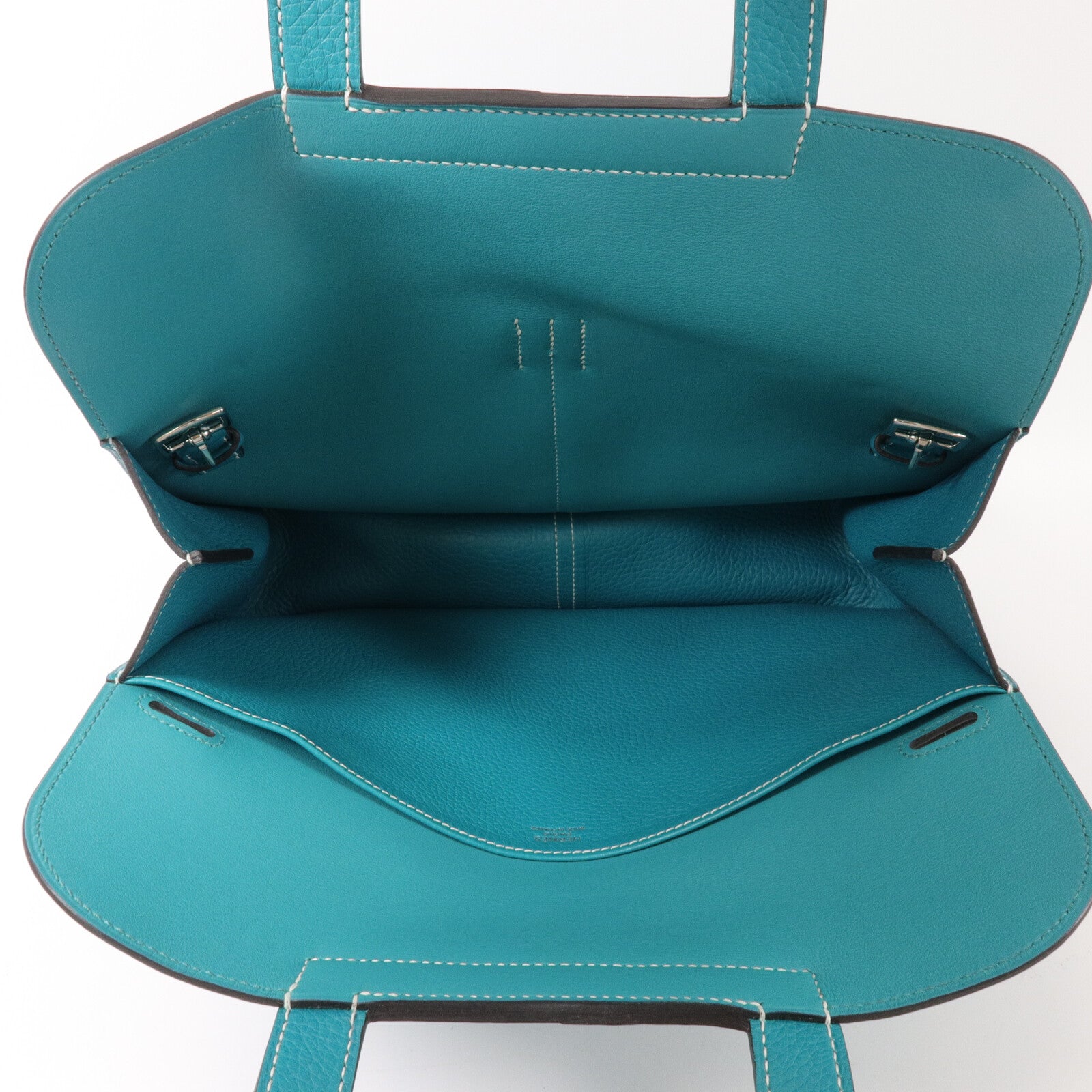 HERMES Clemence皮革Halzan 31手挽肩背兩用袋Vert Verone