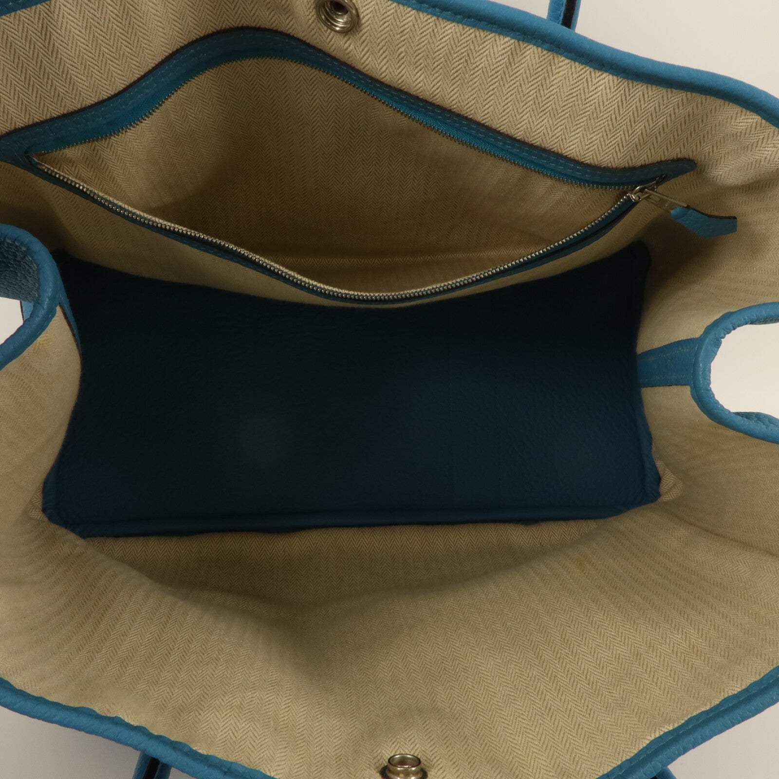 HERMES Negonda皮革Garden Party TPM手挽袋Turquoise